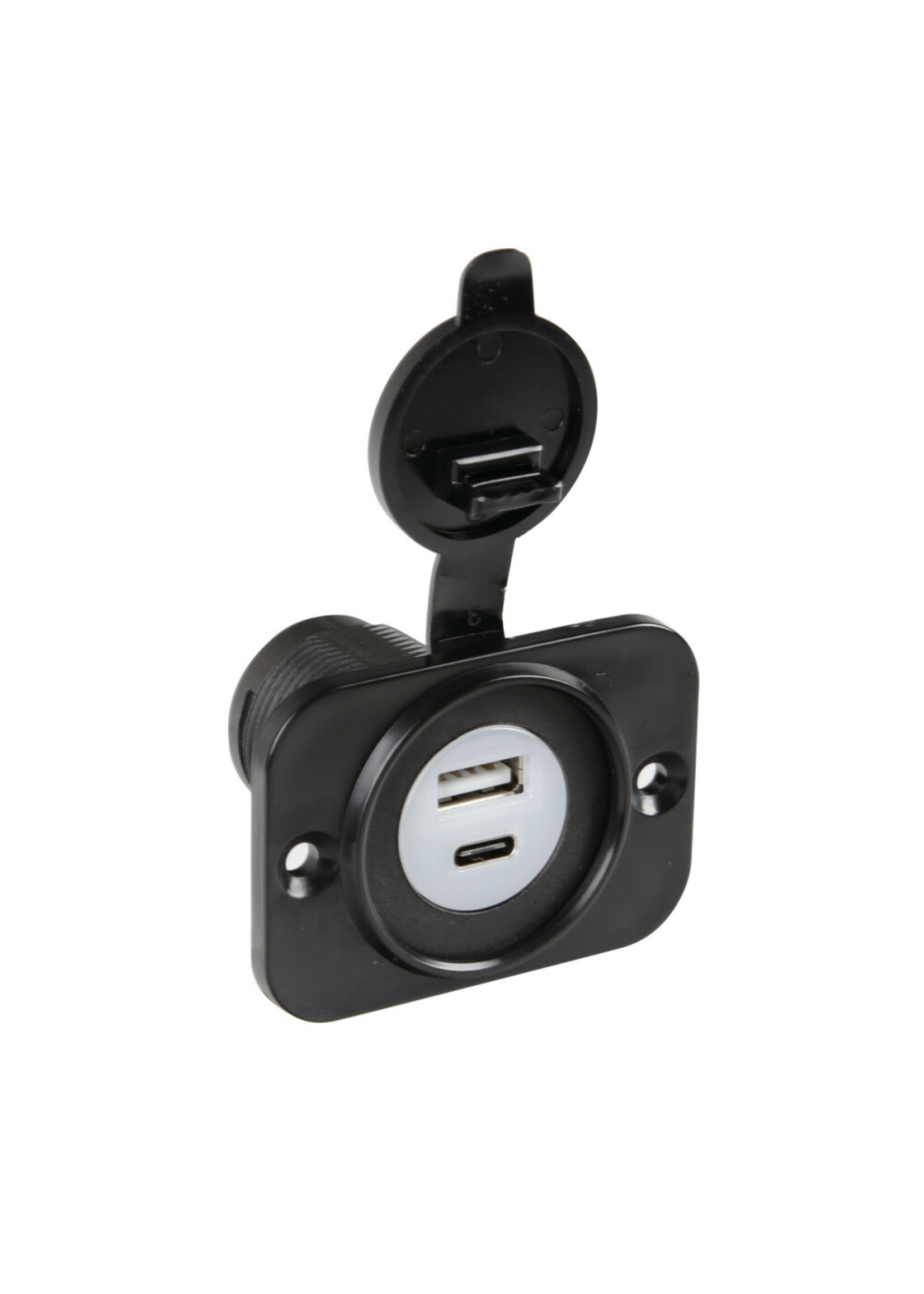 Lampa Ext-12, flush mount double Usb A + Usb C port, 12/24V