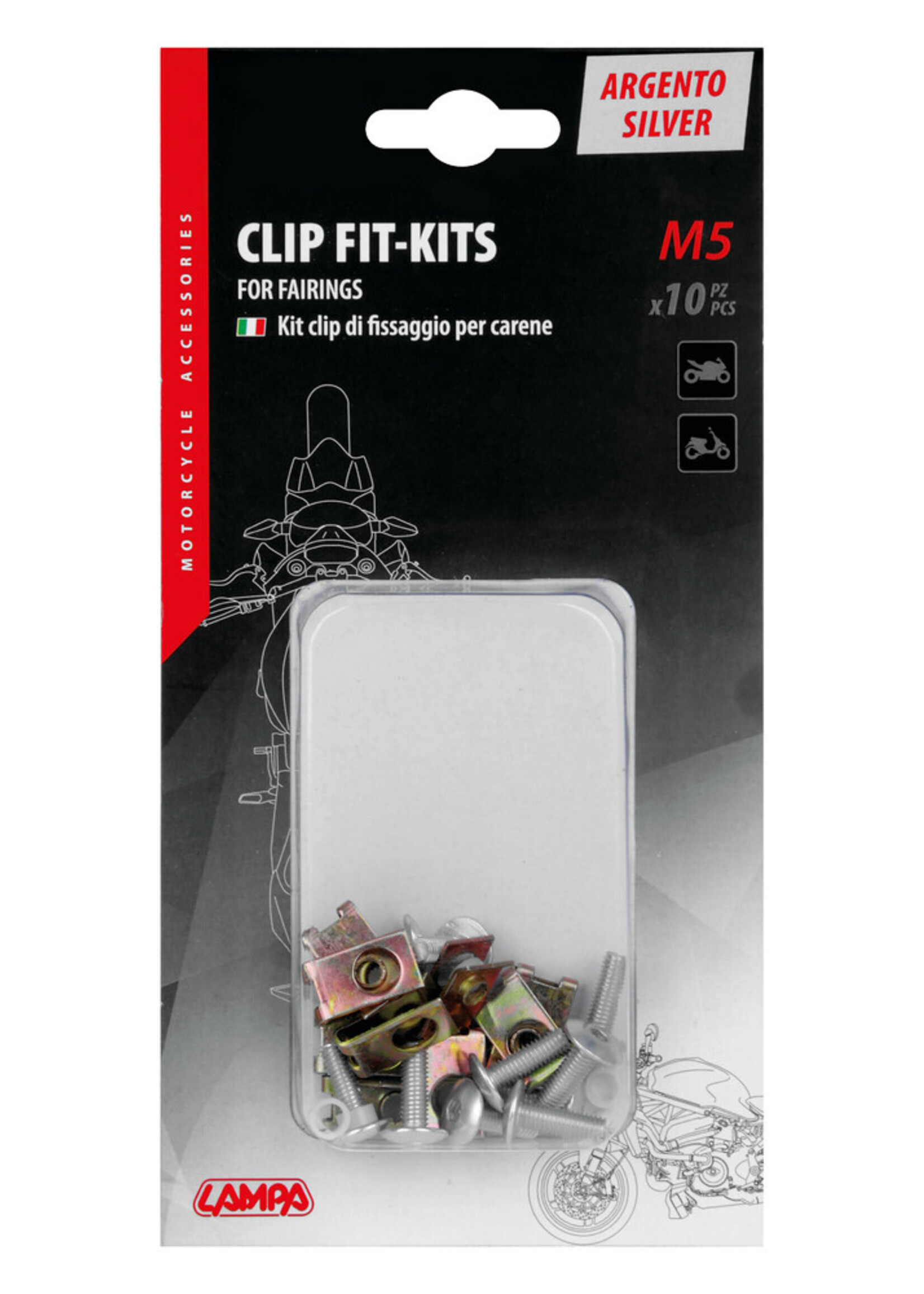 Lampa Clip Fit-Kits voor kuipdelen (5 MA) – 10 stuks – Zilver