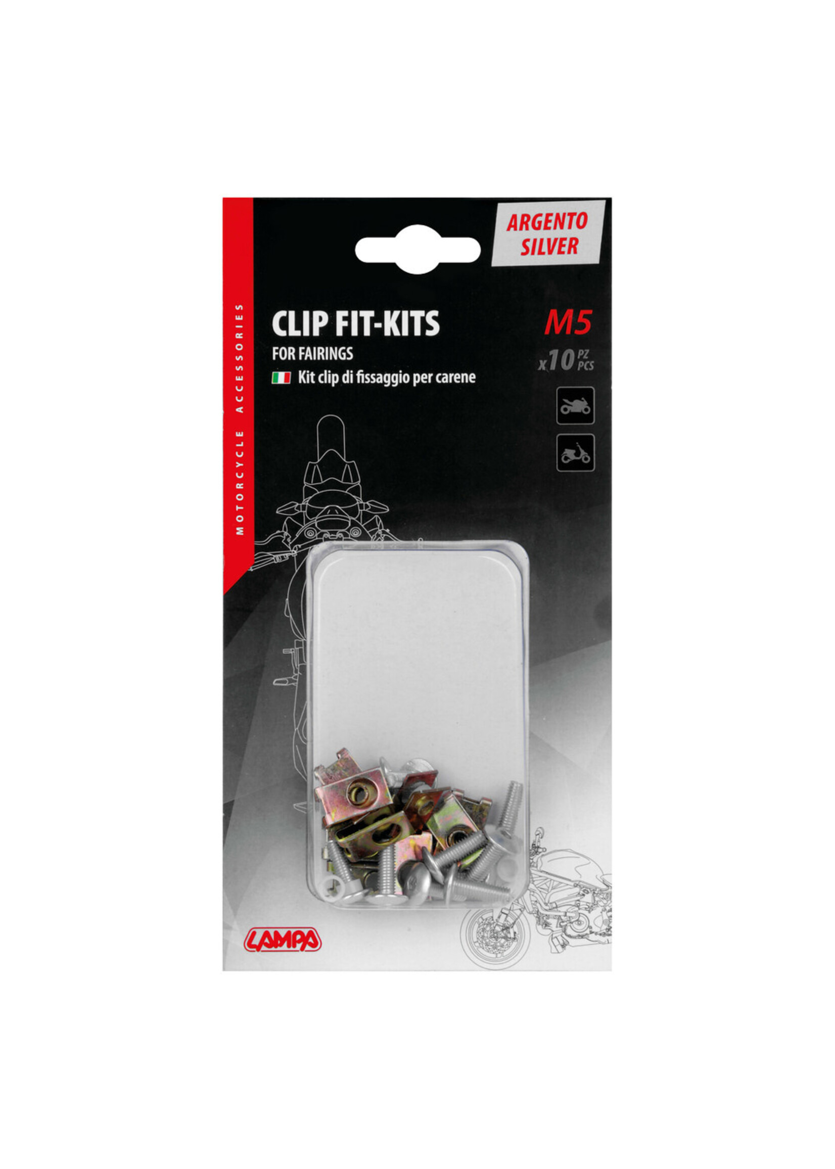 Lampa Clip Fit-Kits voor kuipdelen (5 MA) – 10 stuks – Zilver