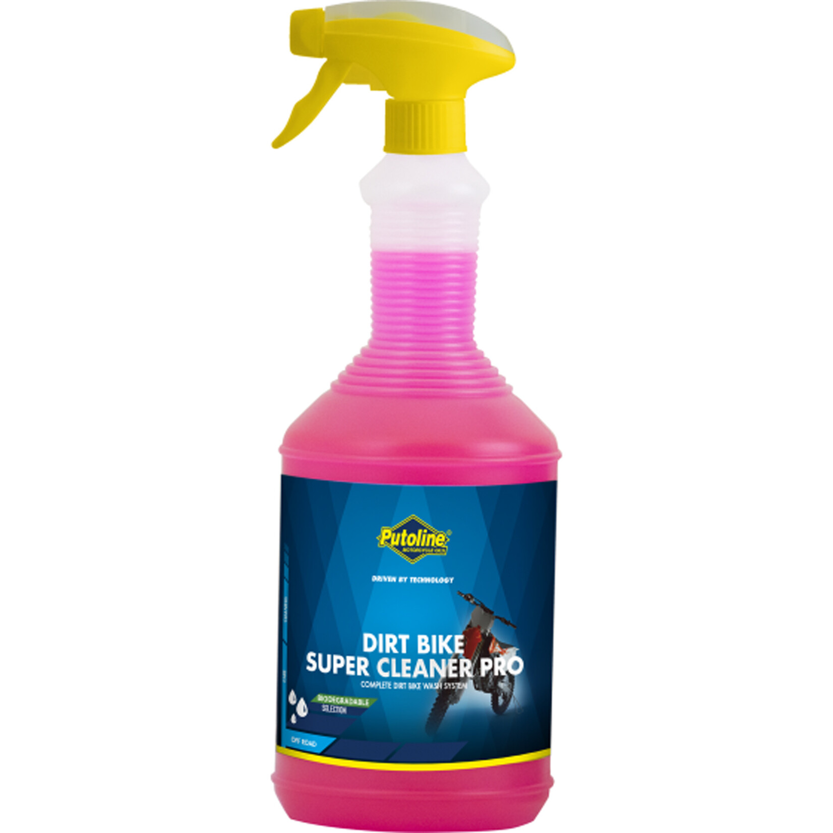 Putoline Putonline Dirt Bike Super Cleaner Pro is a highly concentrated, non-toxic, biodegradable cleaner. The unique, fast-acting formula effectively removes mud, sand, tar, grease and other dirt from plastics and metal surfaces. Dirt Bike Super Cleaner Pro is re