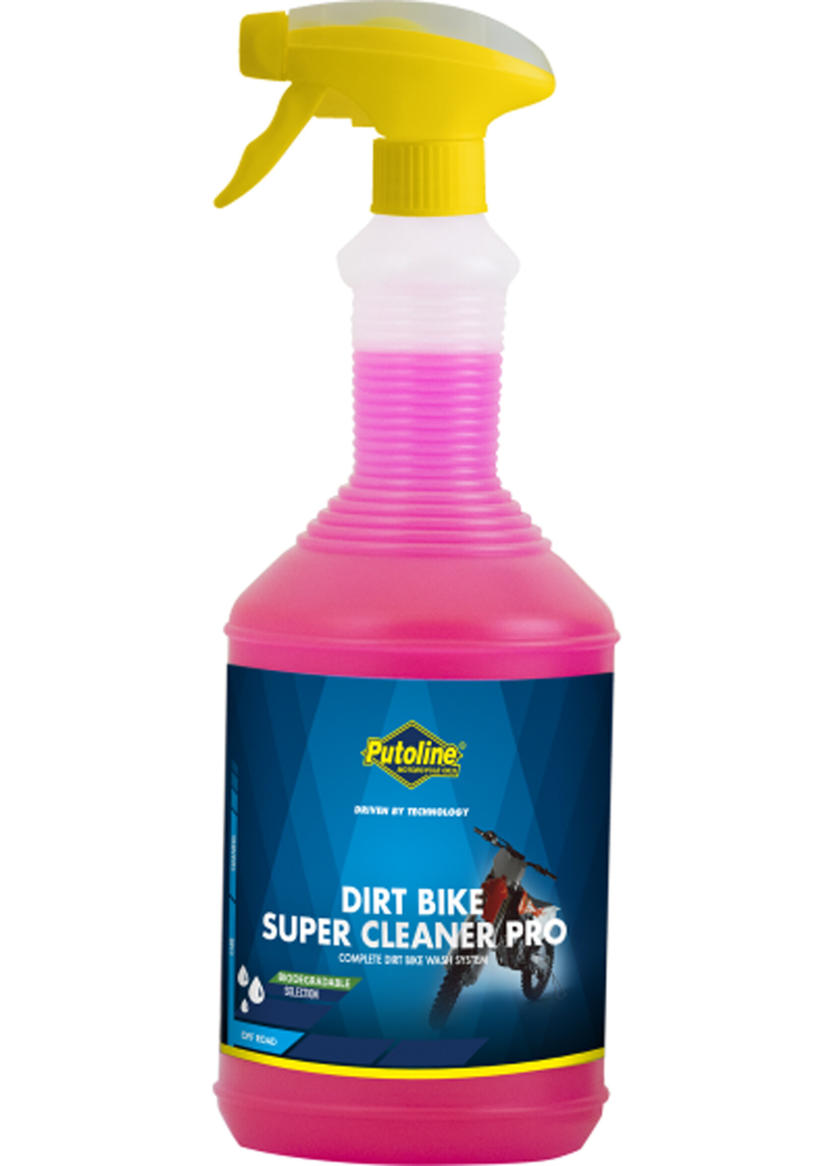 Putoline Putonline Dirt Bike Super Cleaner Pro is een hoog geconcentreerde, niet giftige, biologisch afbreekbare reiniger. De unieke, snel werkende formule verwijdert efficiënt modder, zand, teer, vet en ander vuil van kunststoffen en metalen oppervlakten. Dirt Bi
