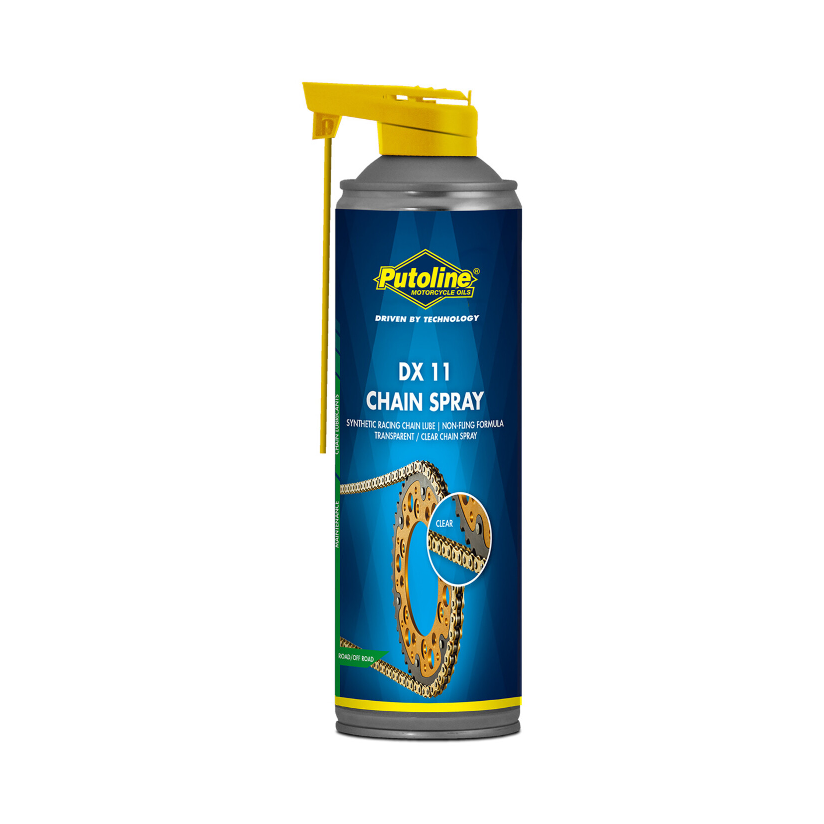 Putoline Putoline DX11 Chain Spray is a synthetic chain lubricant. The unique, water-repellent formulation penetrates deep into the chain links and leaves a protective layer. DX11 is super adhesive and is non-fling. It provides perfect protection against corrosion