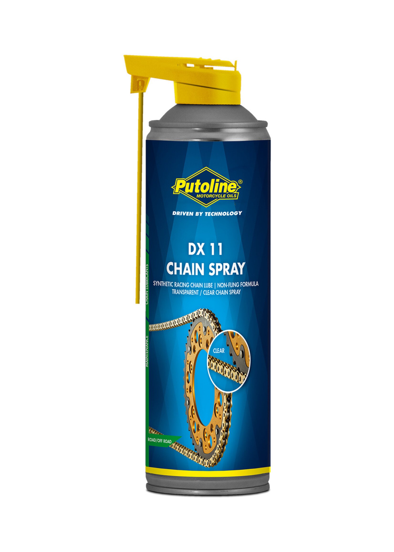 Putoline Putoline DX11 Kettingspray is een synthetisch kettingsmeermiddel. De unieke, waterafstotende samenstelling dringt diep door in de kettingschakels en legt een beschermende laag. DX11 is super hechtend en slingert niet af. Het zorgt voor perfecte beschermin
