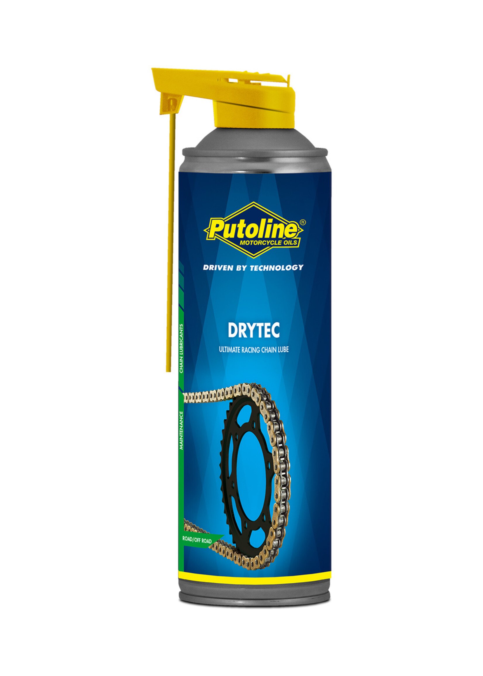 Putoline Putoline Drytec is een speciaal PTFE Kettingsmeermiddel. Het droge en goed hechtende product dringt door tot diep in de ketting. Het laat een heldere en niet-kleverige beschermlaag achter, waardoor vuil en zout niet aan de ketting vasthechten. Regelmatig
