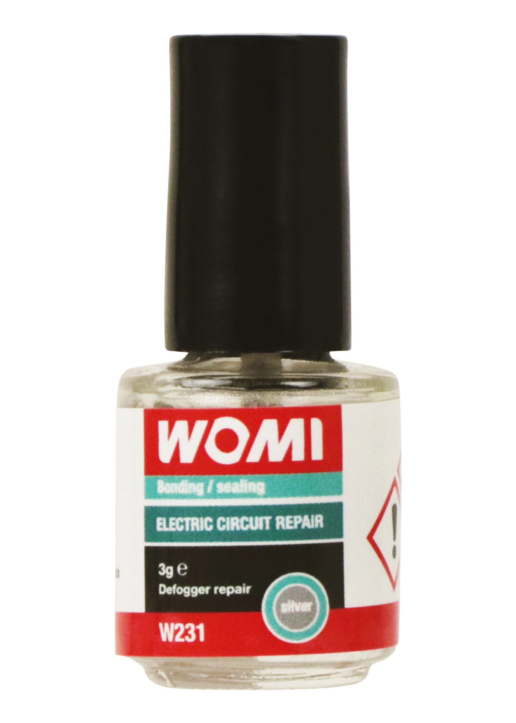 Womi Womi W231 Electric Circuit Repair is a quick and easy way to repair joints and heating systems. Womi silver glue can be applied with a brush or with a drop. Drying is achieved by evaporation of the solvent. Clean all parts to be glued thoroughly before re
