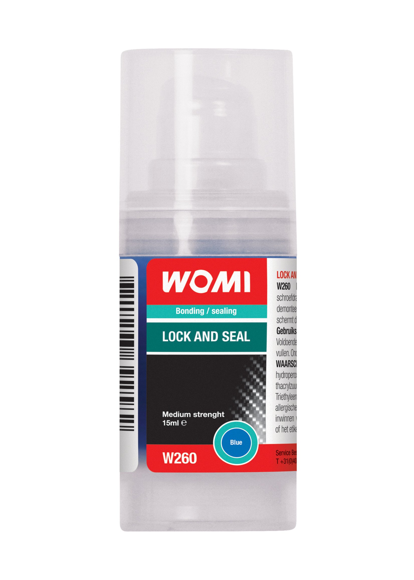 Womi Womi W260 Lock and Seal Blue voor het borgen en afdichten van schroefdraad verbindingen. Borgt schroefdraad tot M36 en dicht af. De kleur blauw geeft aan dat het een medium sterkte is en eenvoudig demonteerbaar is met handgereedschap. Niet geschikt voor o