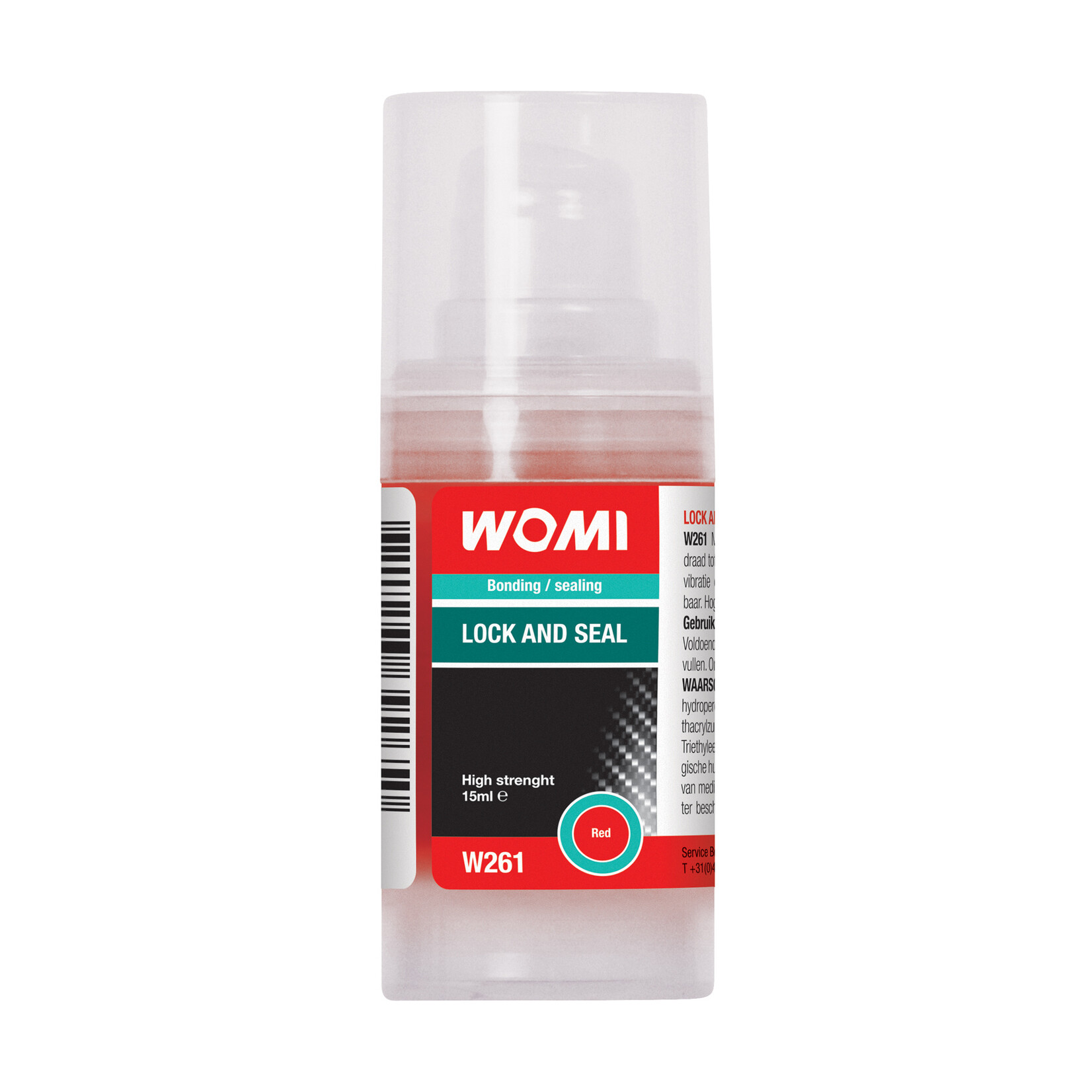 Womi Womi W261 Lock and Seal Red for securing and sealing threaded connections. Secures threads up to M36 and seals. The colour red indicates that it has a high strength and is difficult to disassemble. Not suitable for parts in wood and plastic. Hand held aft