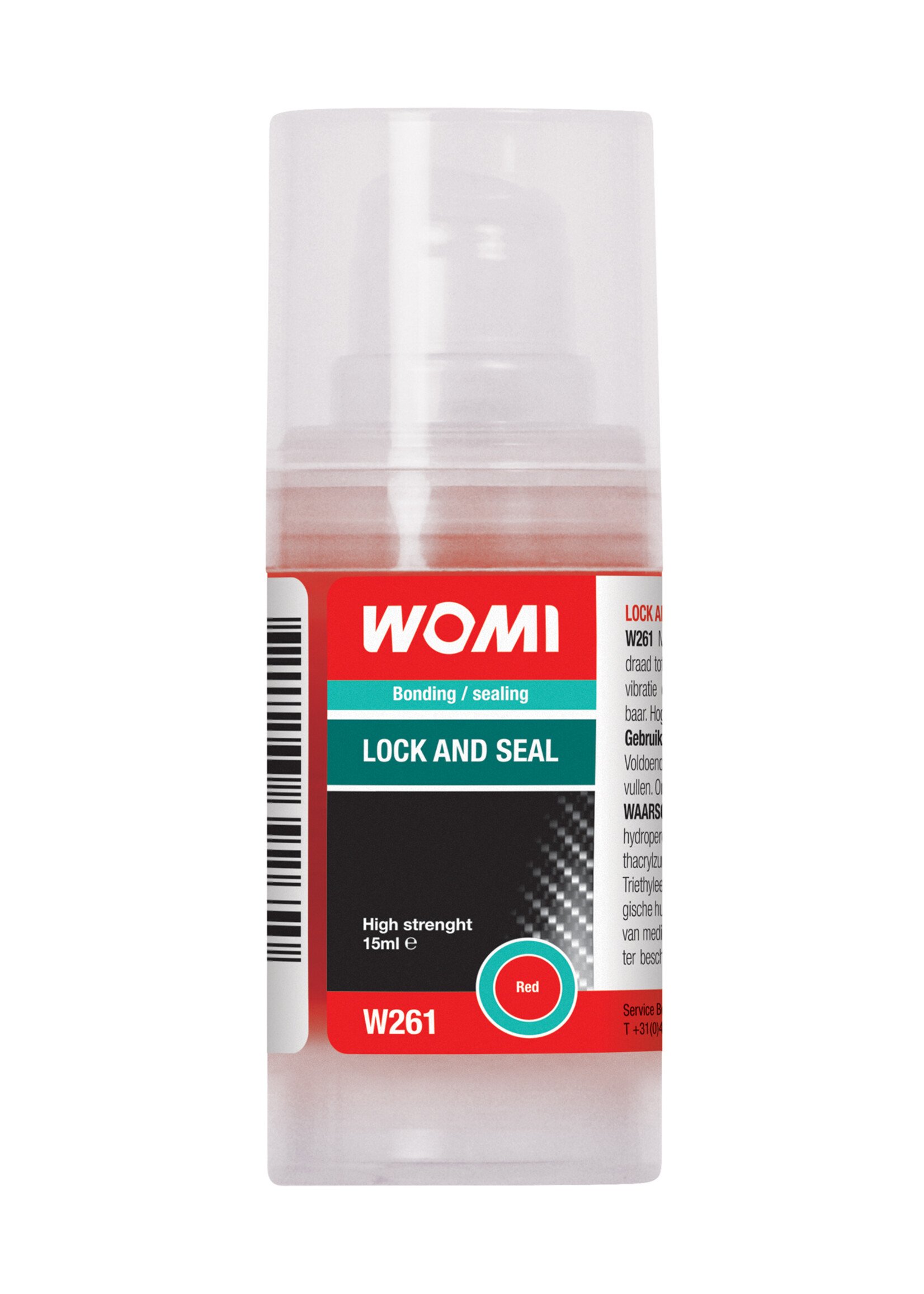 Womi Womi W261 Lock and Seal Red voor het borgen en afdichten van schroefdraad verbindingen. Borgt schroefdraad tot M36 en dicht af. De kleur rood geeft aan dat het een hoge sterkte heeft en moeilijk demonteerbaar. Niet geschikt voor onderdelen in hout en kuns