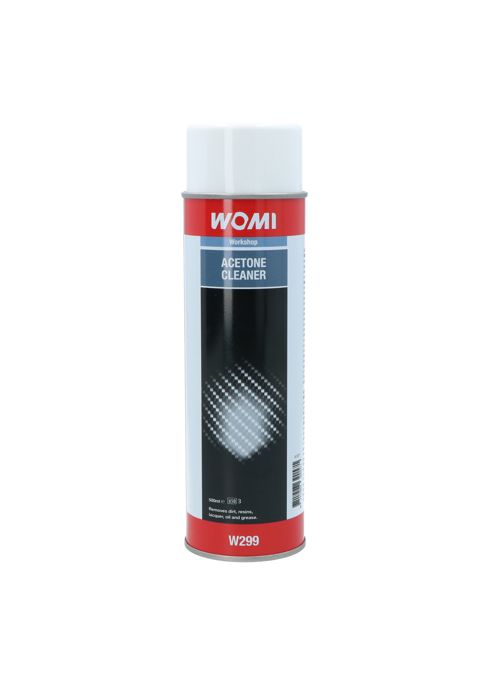 Womi Womi Aceton Cleaner W299 is a universal parts cleaner and degreaser. Removes oil, grease and dirt. Ideal as pre-treatment of surfaces for gluing and sealing. The acetone cleaner ensures a good adhesion and the best result after use. Do not use on polycarb