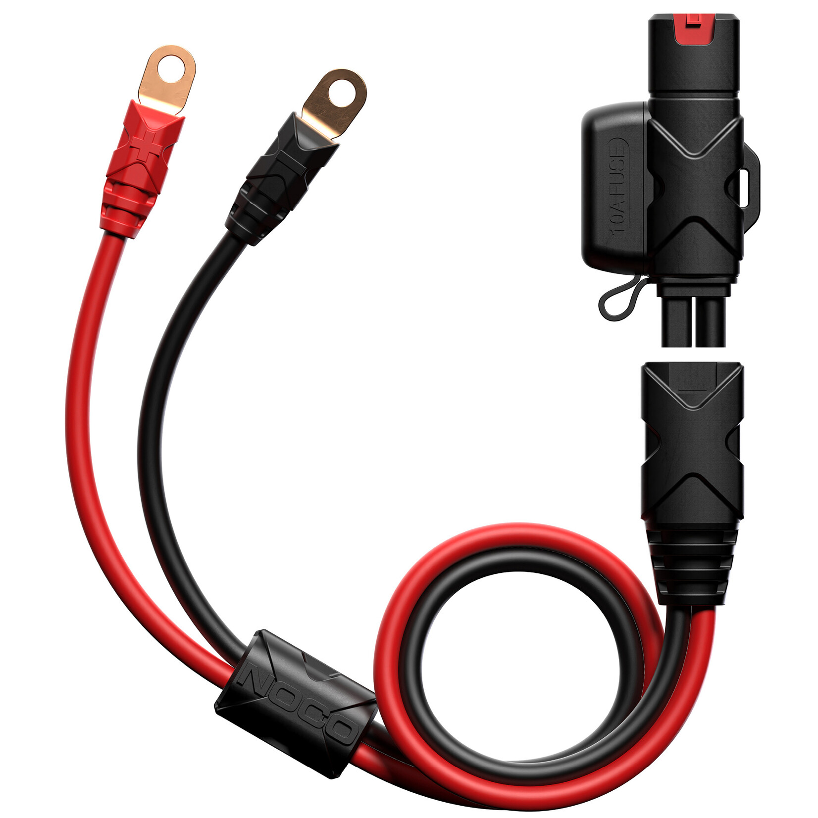 NOCO Noco Genius GBC007 Boost eyelet cable with X-Connect adapter features a heavy-duty mountable eyelet design for automotive and powersport applications. The eyelets were designed to efficiently transfer maximum current flow with minimal power loss.