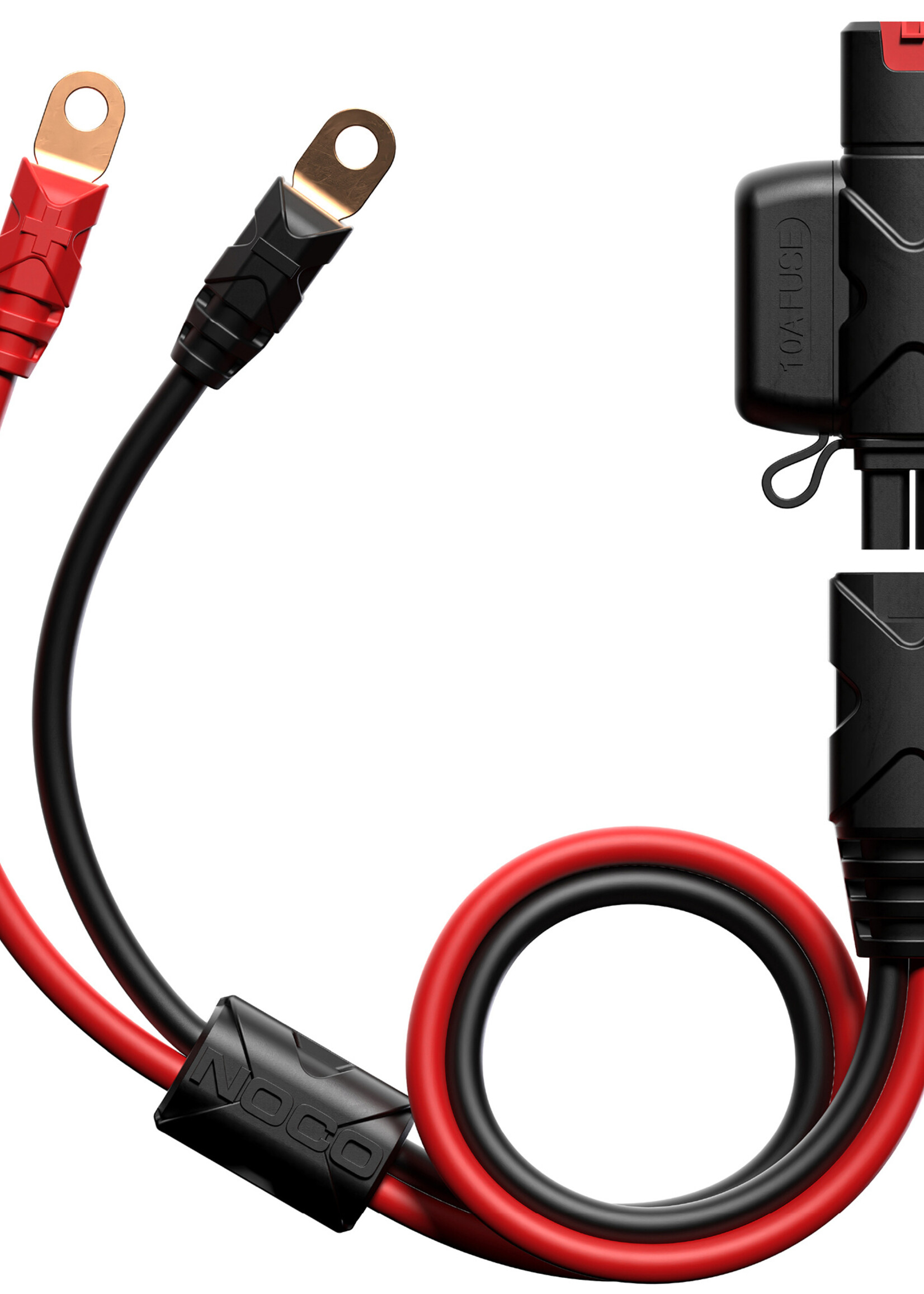 NOCO Noco Genius GBC007 Boost eyelet kabel met X-Connect adapter is voorzien van een heavy-duty monteerbaar eyelet ontwerp voor automotive en powersport toepassingen. De eyelets zijn ontworpen voor een efficiënte overdracht van de maximale stroomsterkte met ee