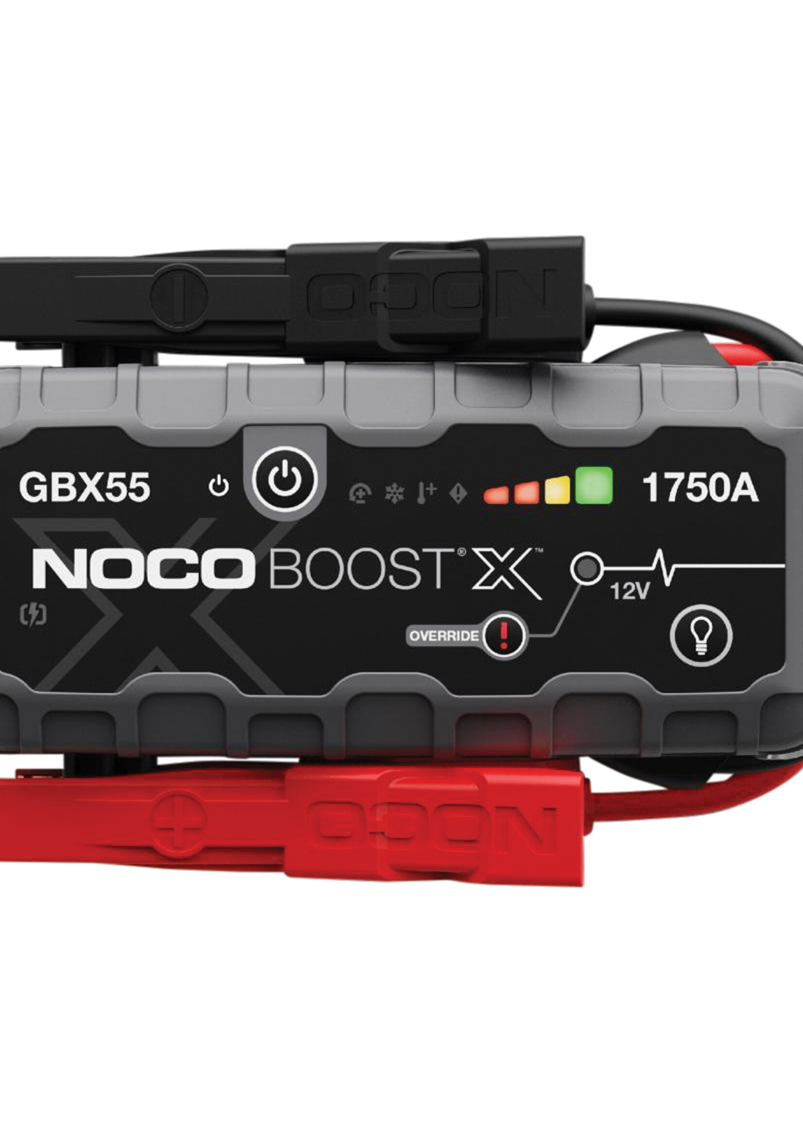 NOCO Noco GBX55 Boost X Lithium 12 Volt Jump Starter start bijna elk type voertuig zoals auto’s, campers, bestelbussen, touringcars, etc. Voor motoren tot 7.5 liter en dieselmotoren tot 5 liter. Maximaal piekvermogen 1750 Ampère. Het is niet alleen een lithium