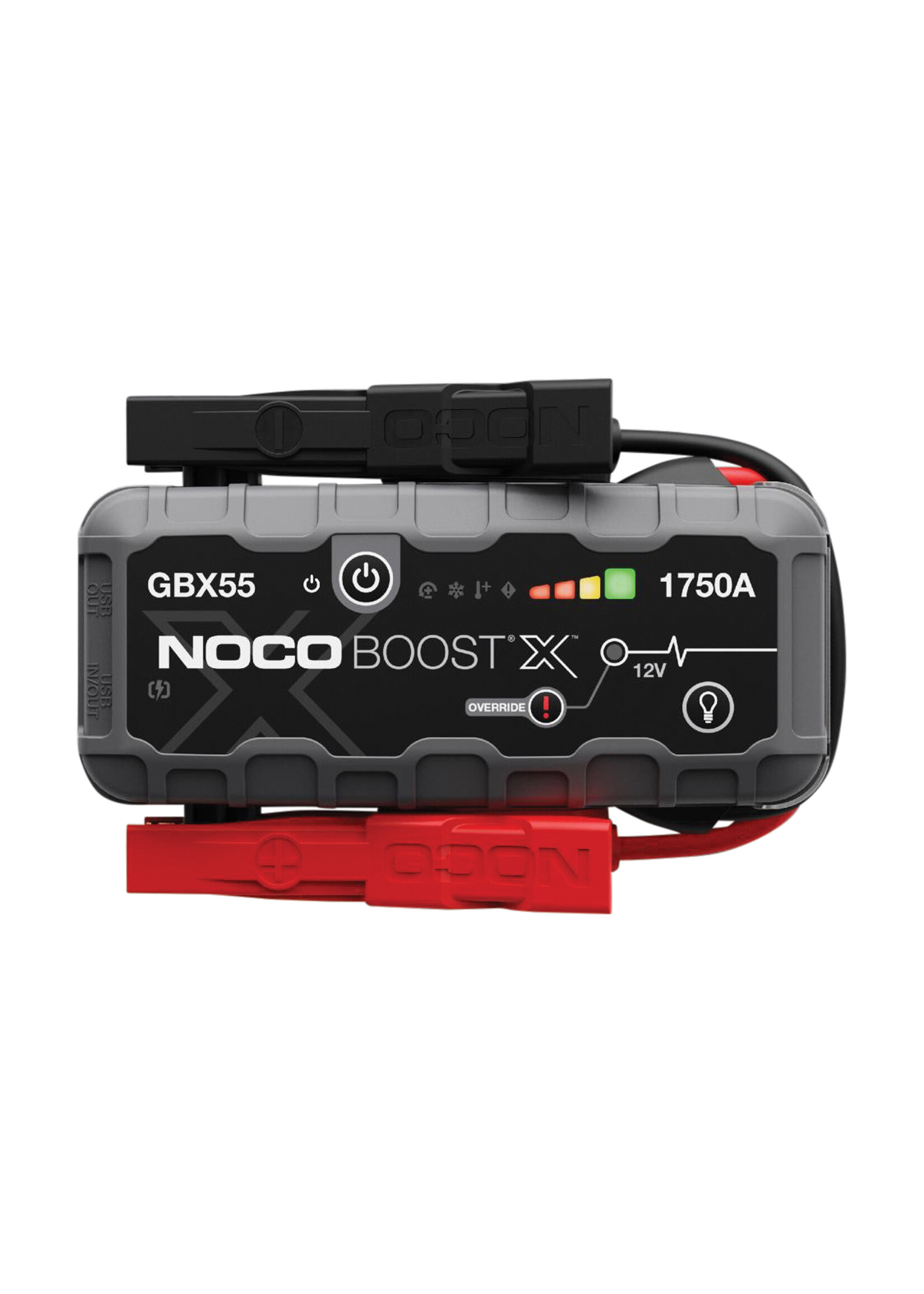 NOCO Noco GBX55 Boost X Lithium 12 Volt Jump Starter starts almost every type of vehicle such as cars, campers, vans, coaches, etc. For engines up to 7.5 litres and diesel engines up to 5 litres. Maximum peak capacity 1750 Amps. It is not only a lithium jump s