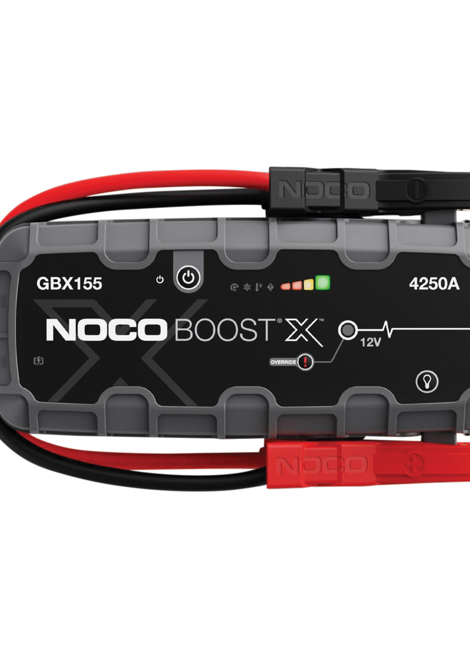 NOCO Noco GBX155 Boost X Lithium 12 Volt Jump Starter start bijna elk type voertuig zoals auto’s, campers, bestelbussen, touringcars, etc. Voor motoren tot 10 liter en dieselmotoren tot 8 liter. Maximaal piekvermogen 4250 Ampère. Het is niet alleen een lithium