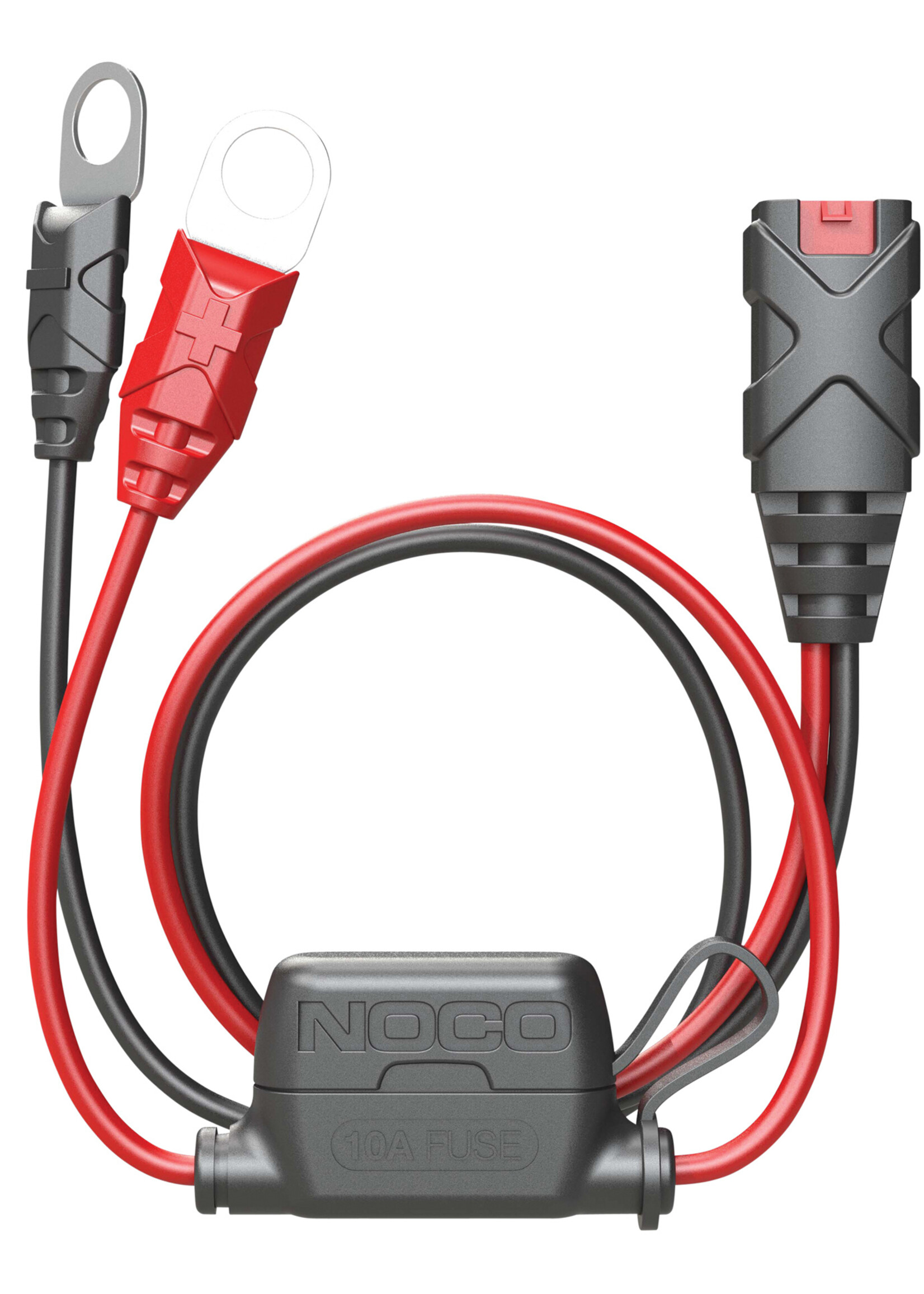 NOCO Permanently mount a battery connection to any battery. Lie-flat design for seamless installations with M10 (3/8-inch) hole size. Built-in fuse protection for increased safety. Quick plug-in access point.