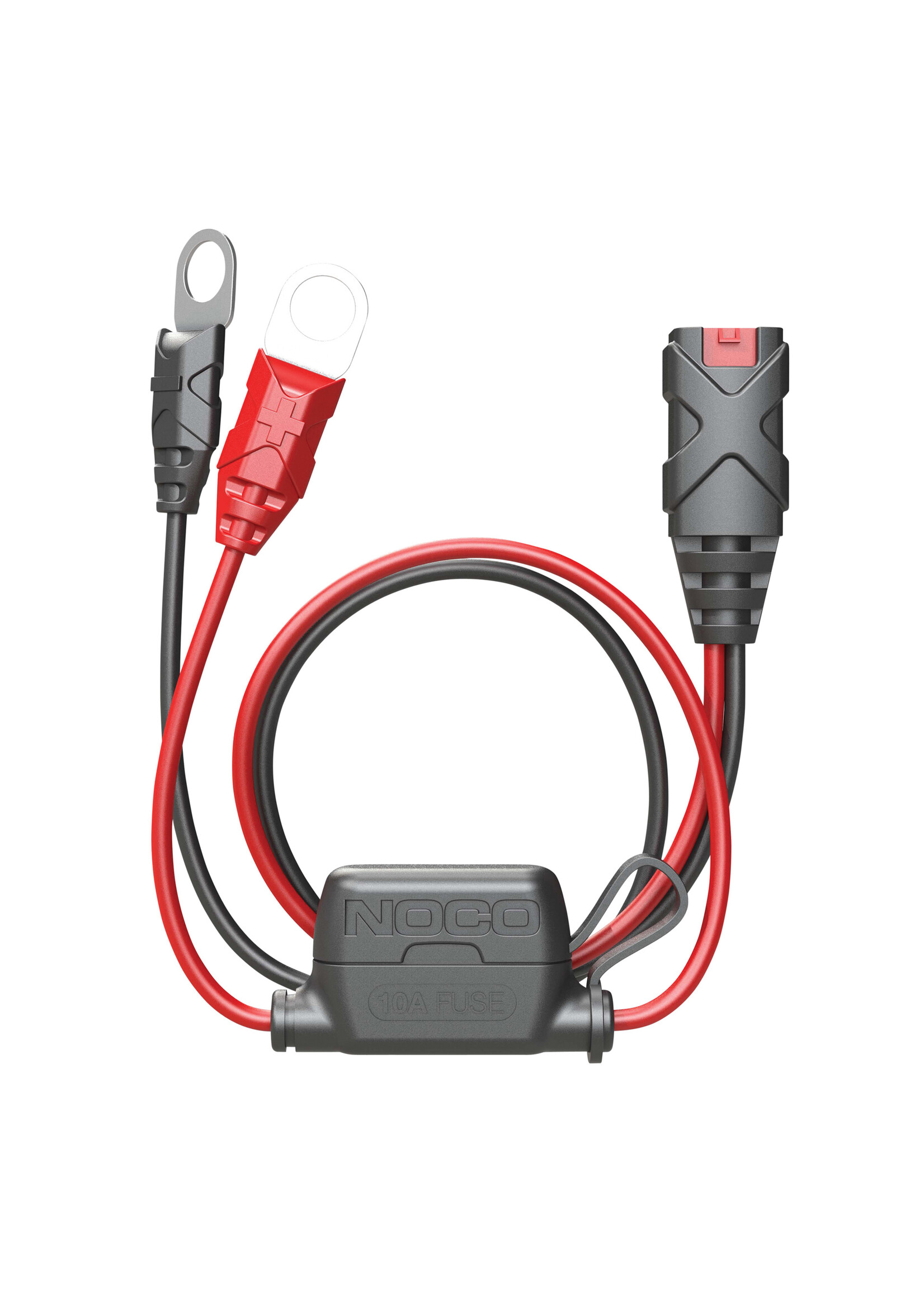 NOCO Permanently mount a battery connection to any battery. Lie-flat design for seamless installations with M10 (3/8-inch) hole size. Built-in fuse protection for increased safety. Quick plug-in access point.