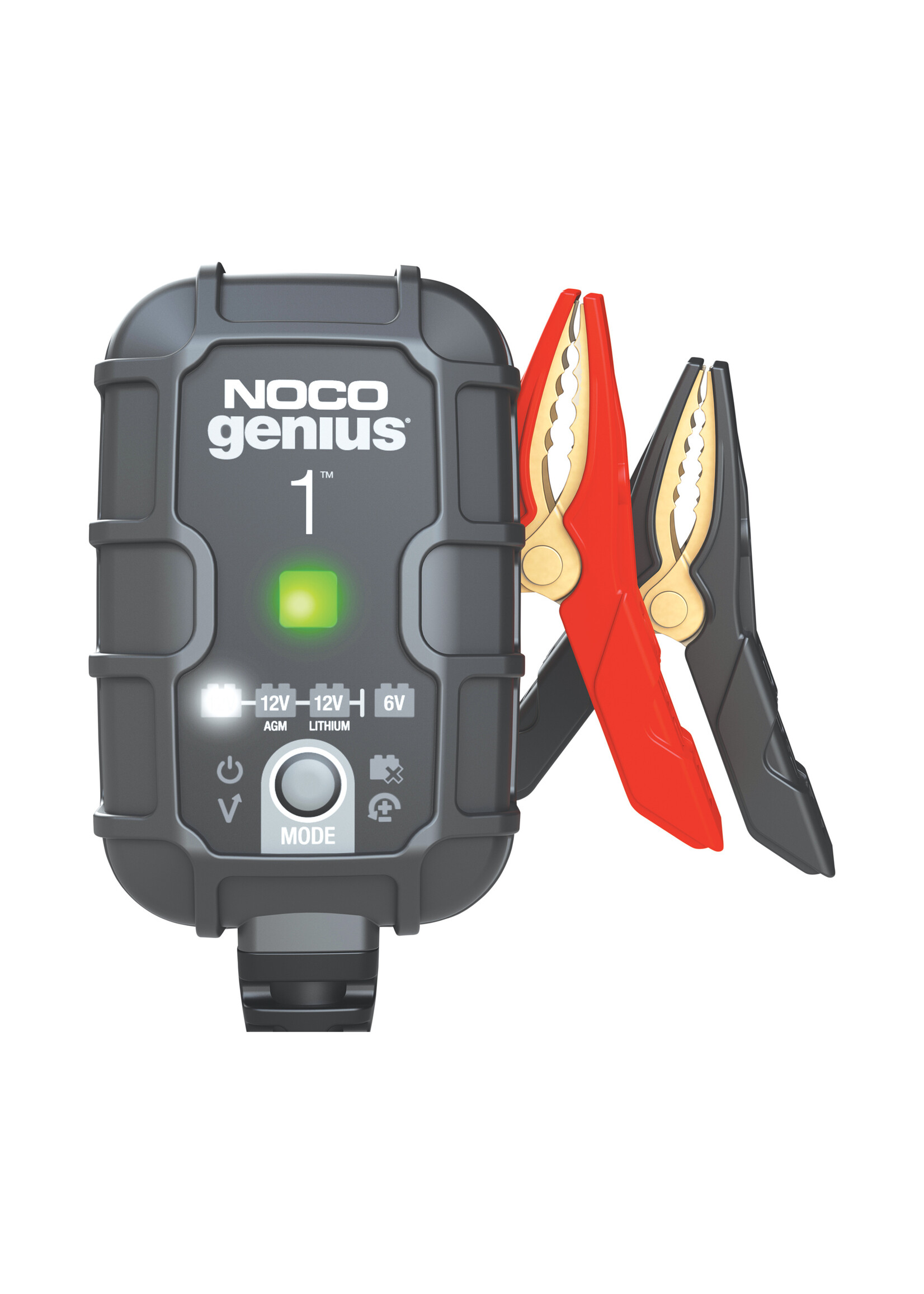 NOCO Introducing the all-new Genius1EU, one of our most powerful, highest-performing, energy-efficient, and compact chargers yet. The Genius1EU is a 6-volt and 12-volt battery charger, battery maintainer, and battery desulfator rated at 1-amp for lead-acid aut