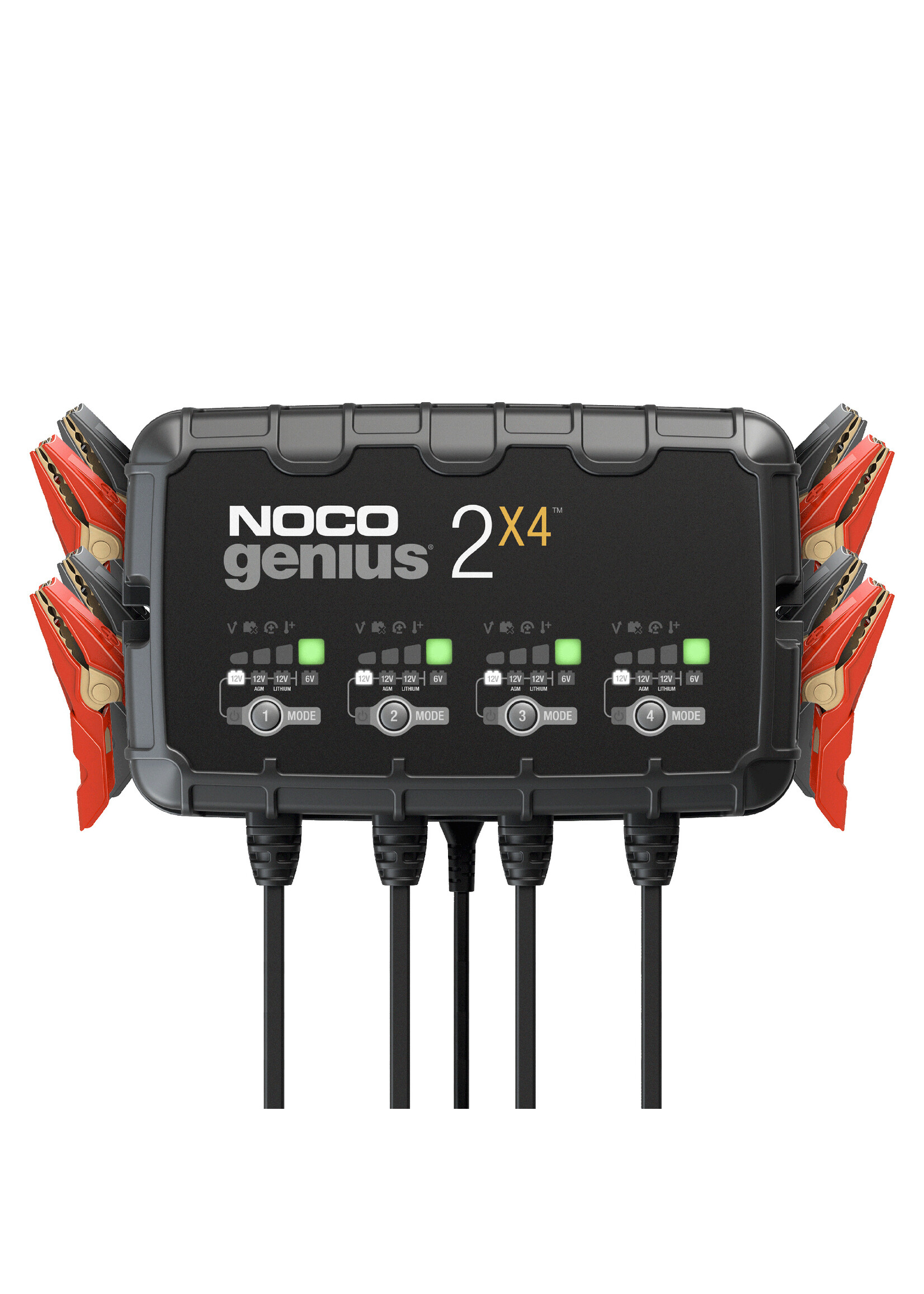 NOCO Maak kennis met de gloednieuwe Noco Genius 2X4, een van de krachtigste, hoogst presterende, energiezuinigste en compactste laders ooit. De Noco Genius 2X4 is een 6 en 12 volt viervoudige batterijlader, batterijonderhouder, druppellader en batterij desulfa