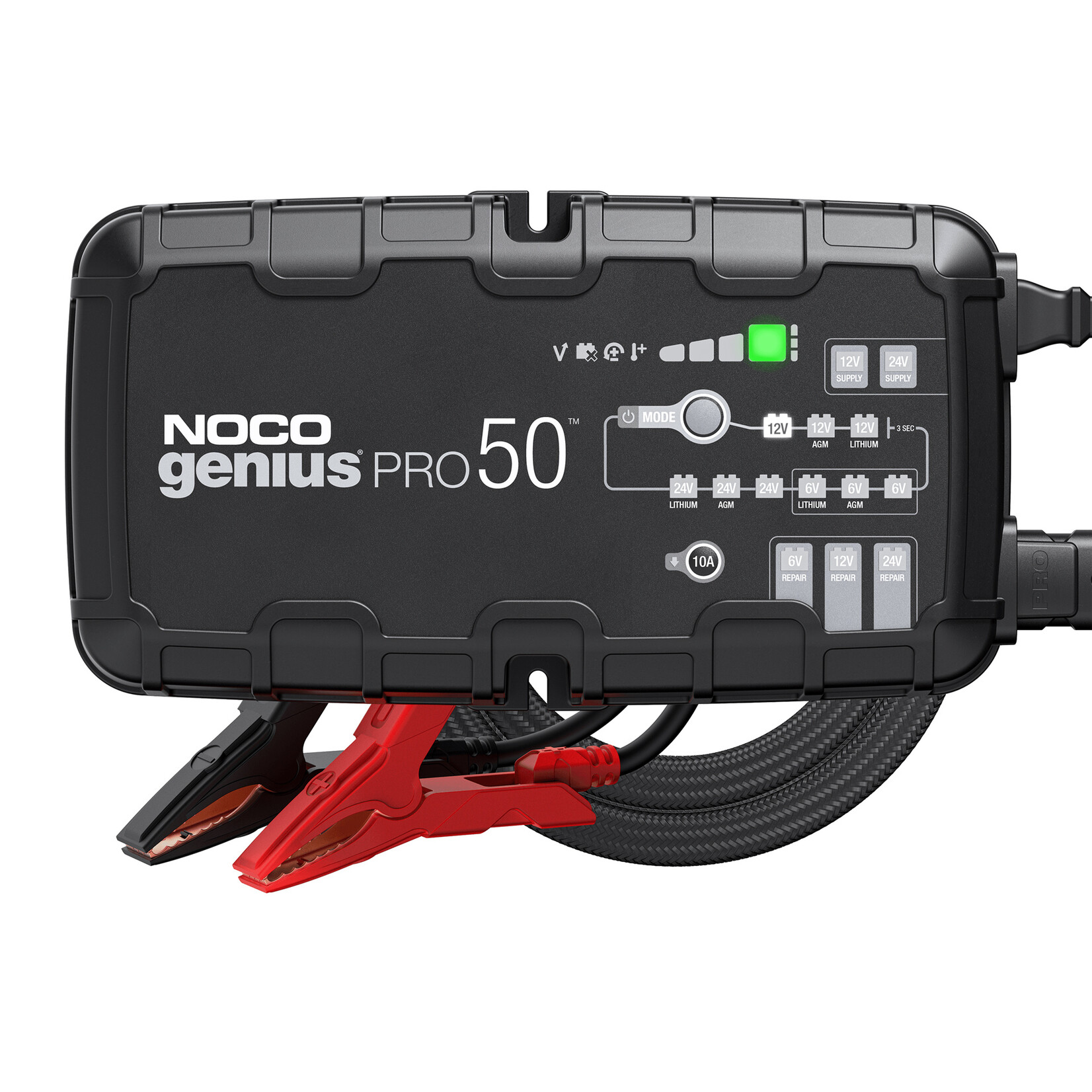 NOCO De gloednieuwe Noco Genius PRO50, vergelijkbaar met de G26000, alleen krachtiger. Eindelijk een professionele lader van begin tot eind die volledig automatisch werkt. Geen speciale modi, geen technische kennis vereist. Genius zal elke batterij (6V/12V/24V