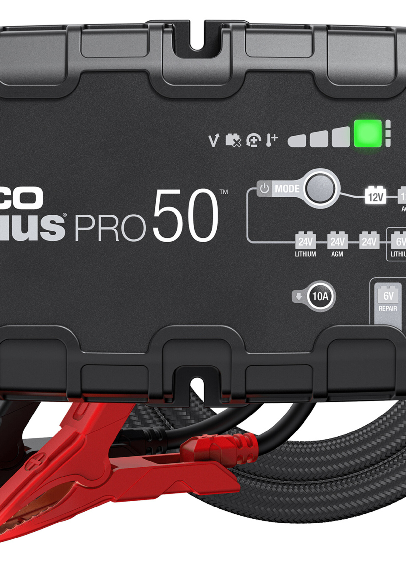 NOCO De gloednieuwe Noco Genius PRO50, vergelijkbaar met de G26000, alleen krachtiger. Eindelijk een professionele lader van begin tot eind die volledig automatisch werkt. Geen speciale modi, geen technische kennis vereist. Genius zal elke batterij (6V/12V/24V
