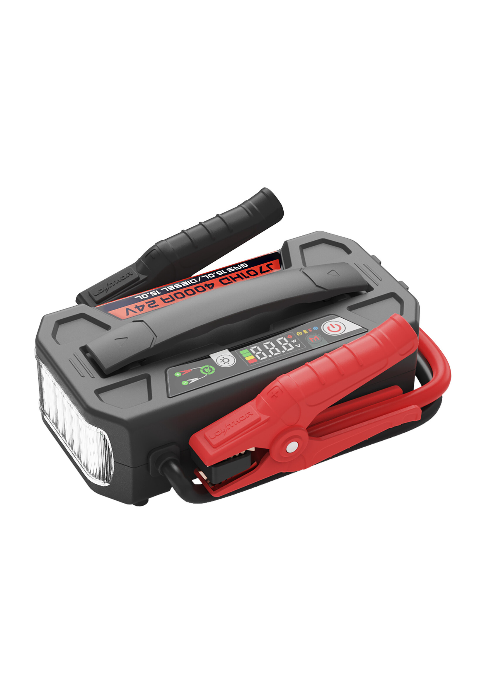 Lokithor De Lokithor J701 HD is een super krachtige jumpstarter die een indrukwekkende superstartstroom van 4.000 ampère levert na een volledige lading, waardoor tot 60 jumpstarts mogelijk zijn. Deze jumpstarter is uitermate geschikt voor het starten van 24 Volt v