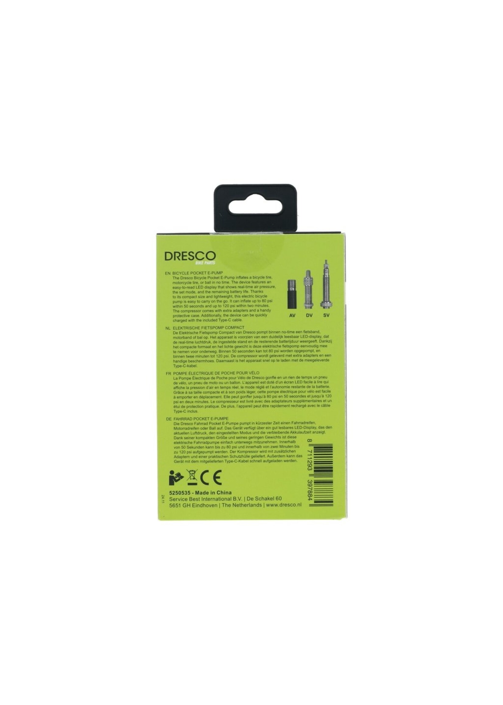 Dresco Dresco Elektrische Fietspomp Compact 7,4V/45W