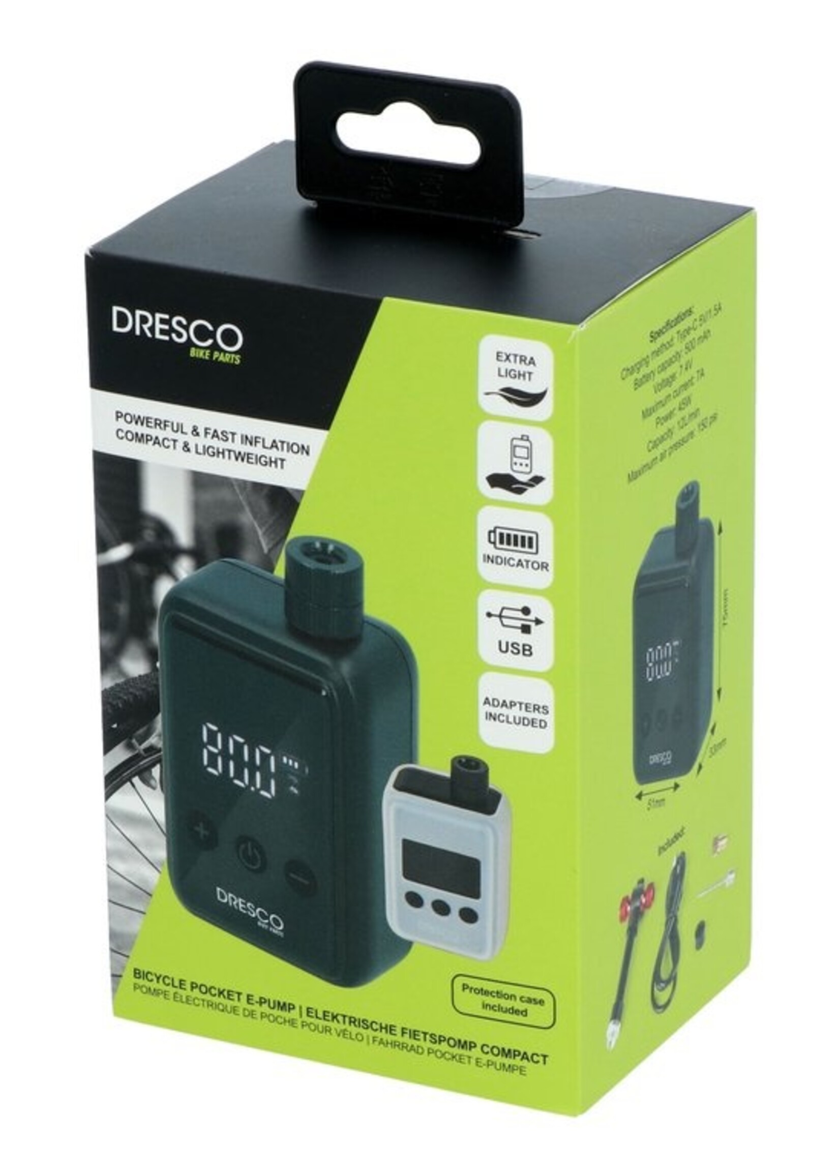 Dresco Dresco Elektrische Fietspomp Compact 7,4V/45W