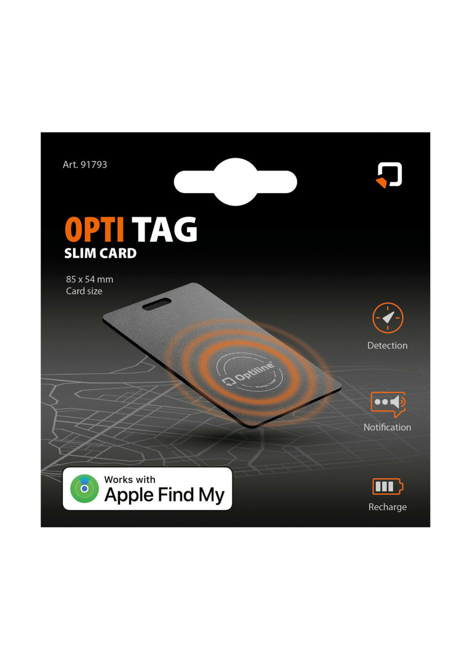 Optiline OptiTag Slim-kaart met geïntegreerde locator