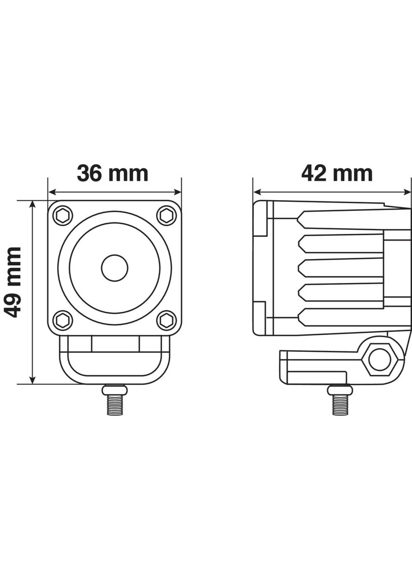 Lampa 72339 | WL-19, extra verlichting, 1 LED - 12/24V - Brede lichtbundel - Wit