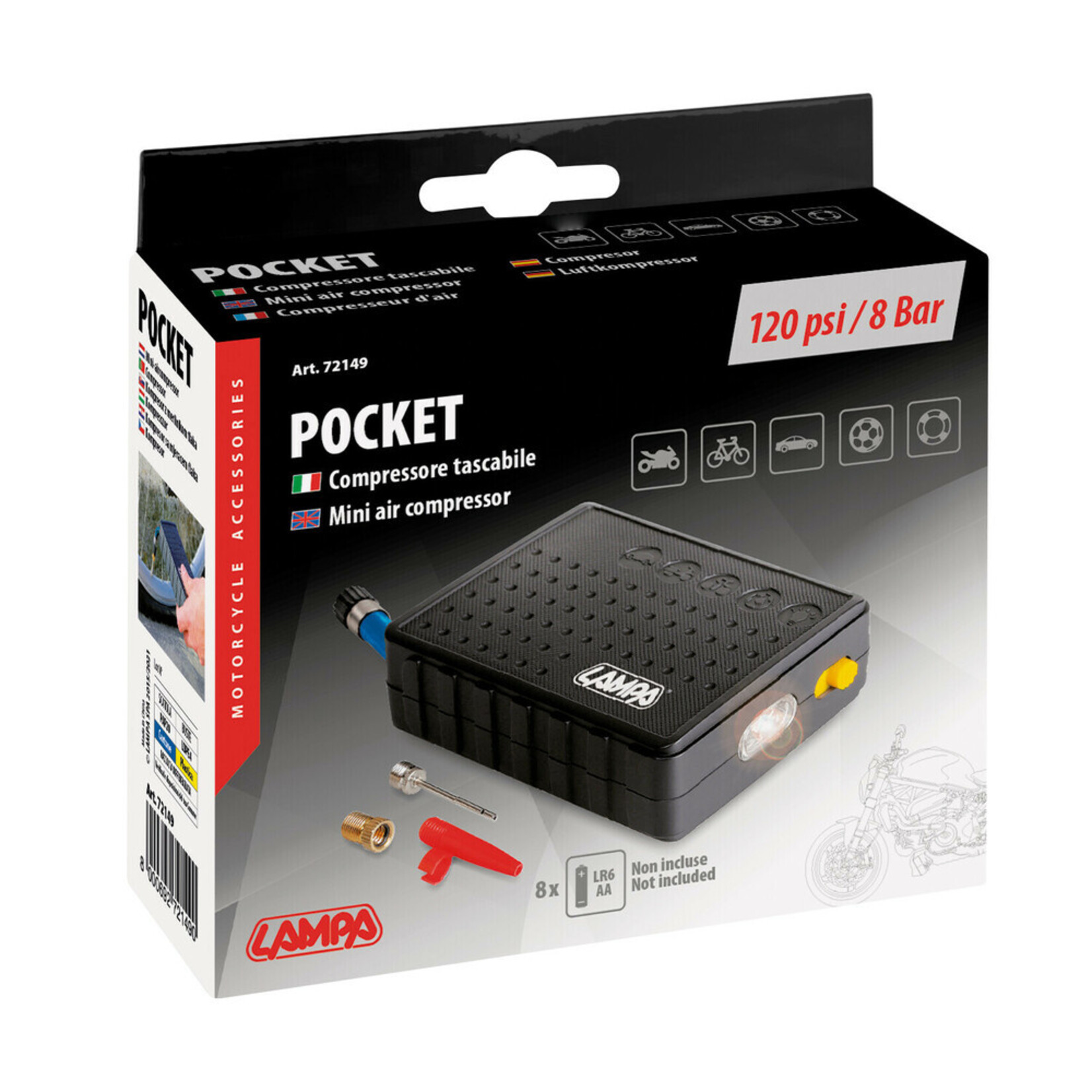 Lampa 72149 | Mini air compressor with led torch