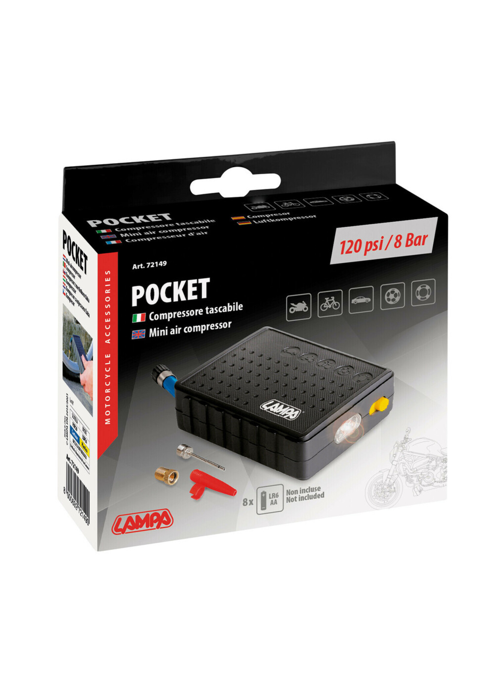 Lampa 72149 | Mini-luchtcompressor met led-zaklamp