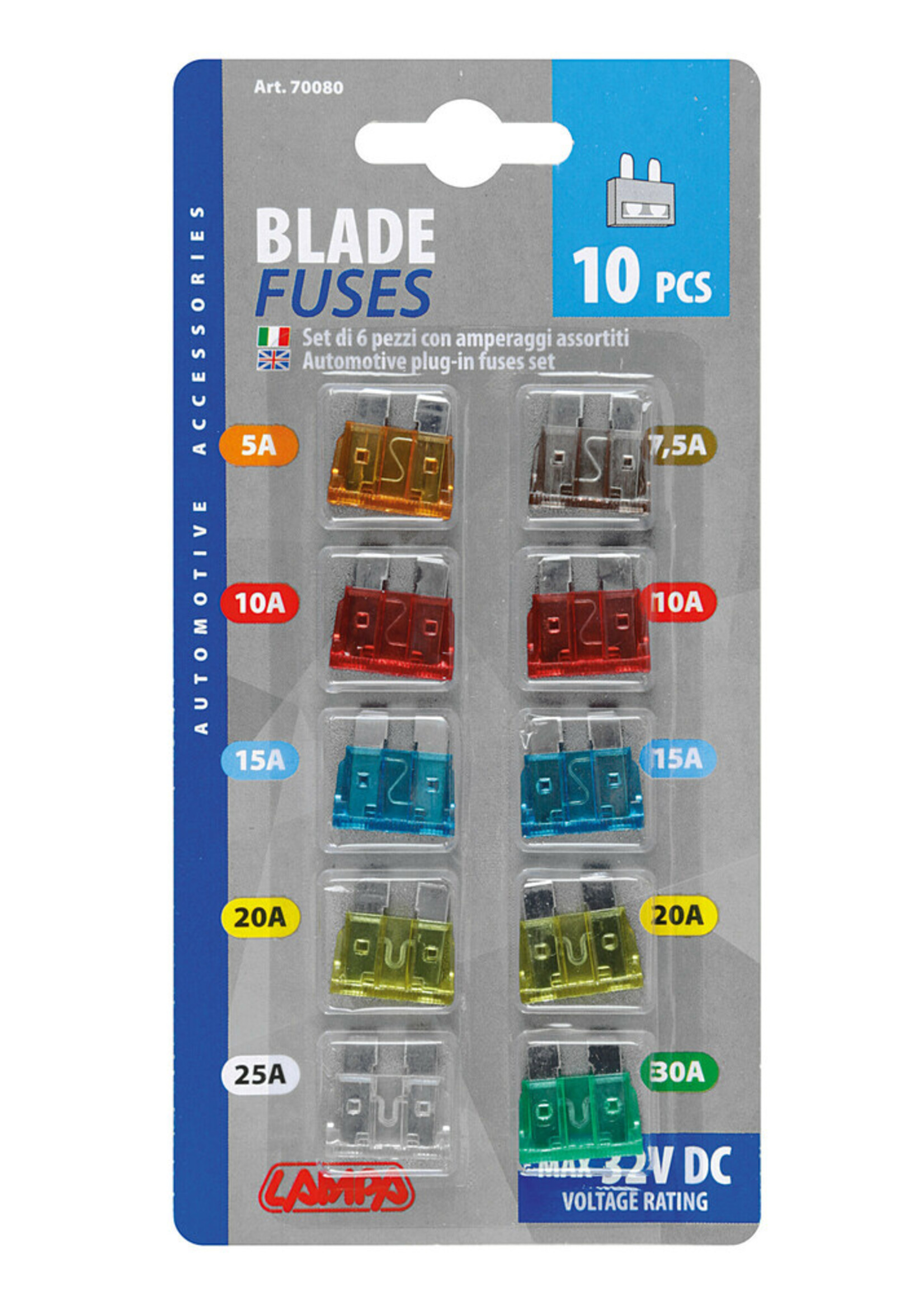 Lampa 70080 | Set 10 assorted plug-in fuses, 12/32V