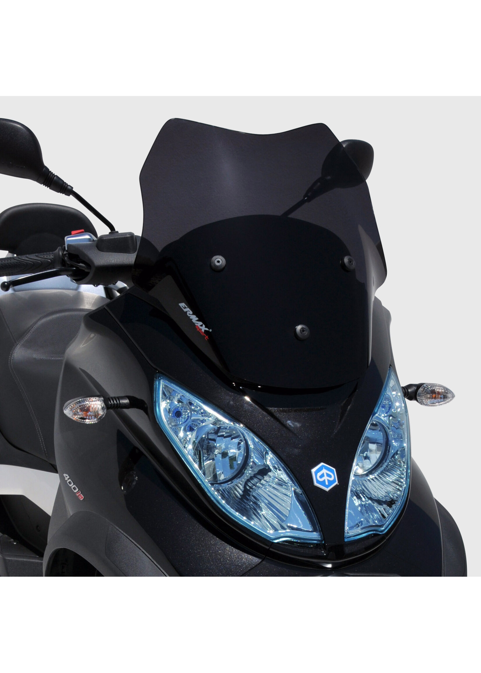 Ermax sport screen (45cm Modèle touring-sport-business ) ermax for MP3 125-300-400-500 2011-2018 noir foncé (opaque)