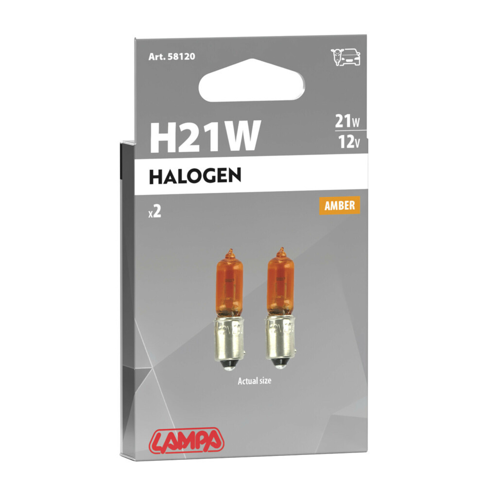 Lampa 12V halogeen microlamp - HY21W - 21W - BAY9s - 2 stuks - Doos - Amber