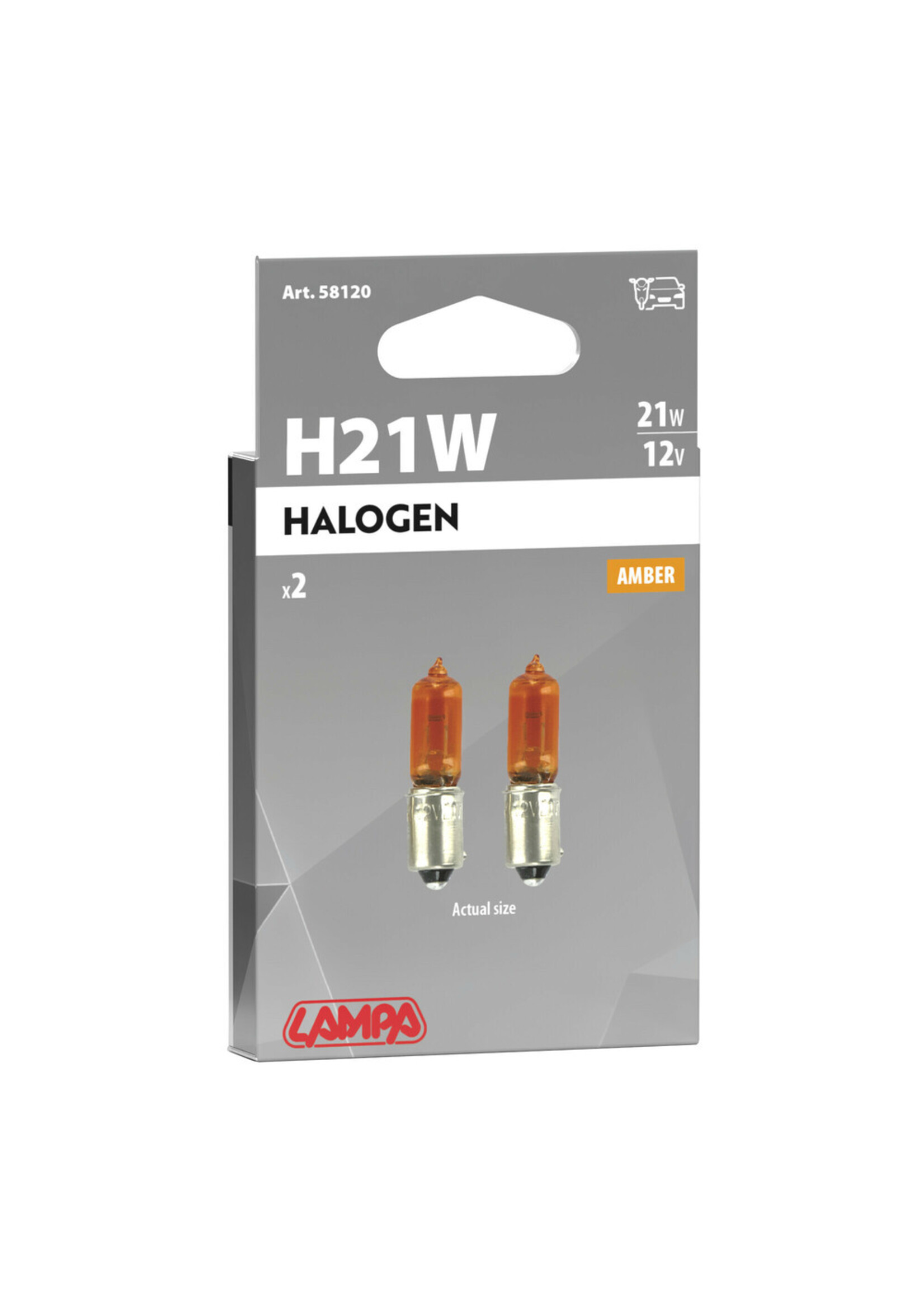 Lampa 12V halogeen microlamp - HY21W - 21W - BAY9s - 2 stuks - Doos - Amber