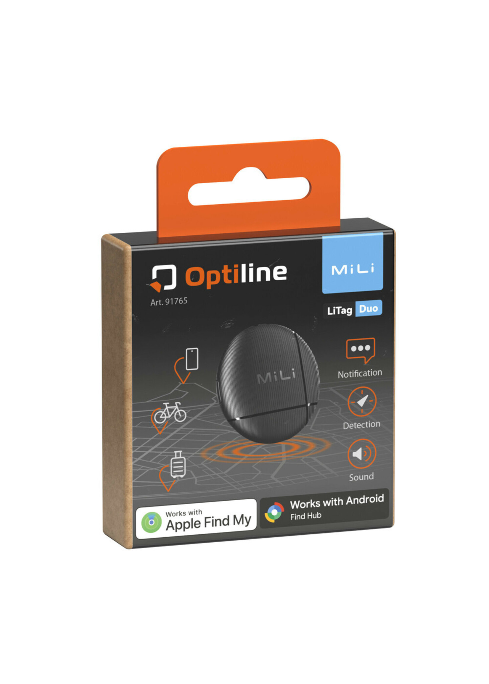 lampa OptiTag Duo, slimme tracker compatibel met Apple en Android.