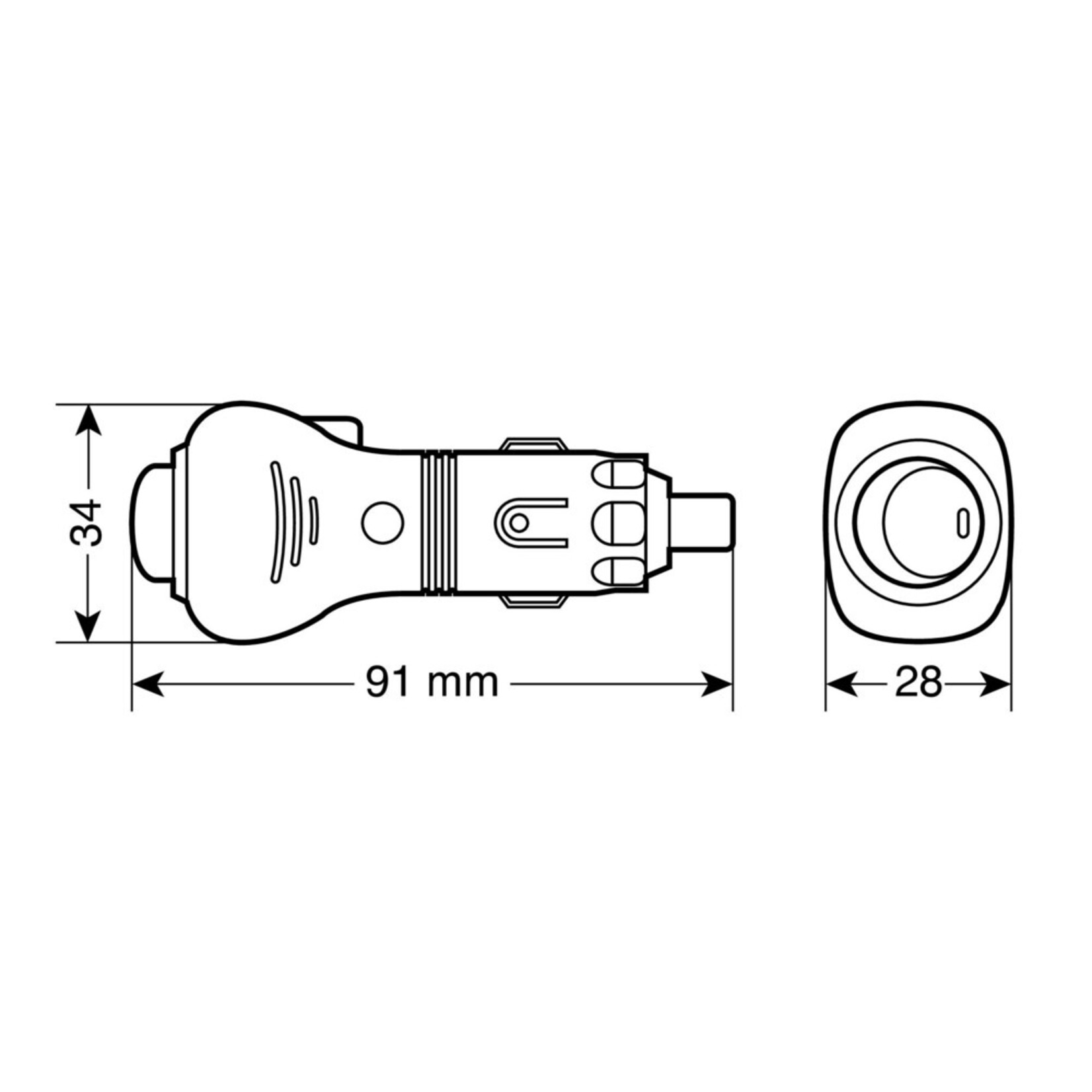 Lampa Cigarette lighter plug with side wire connection, 12/24V