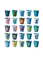 Rice Mok melamine full alphabet bluish per stuk