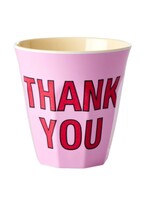 Rice Mok melamine cup 'THANK YOU' pink per stuk