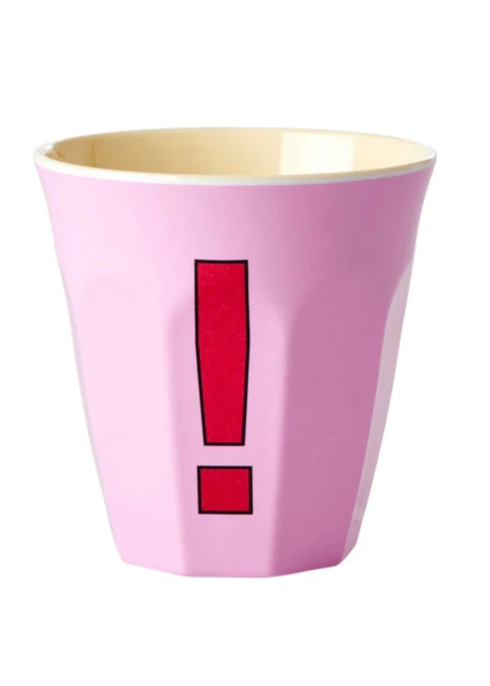 Rice Mok melamine cup with exclamation mark pink per stuk