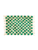 Rice Vloerkleed cotton carpet with green checked pattern small 70 x 100 cm