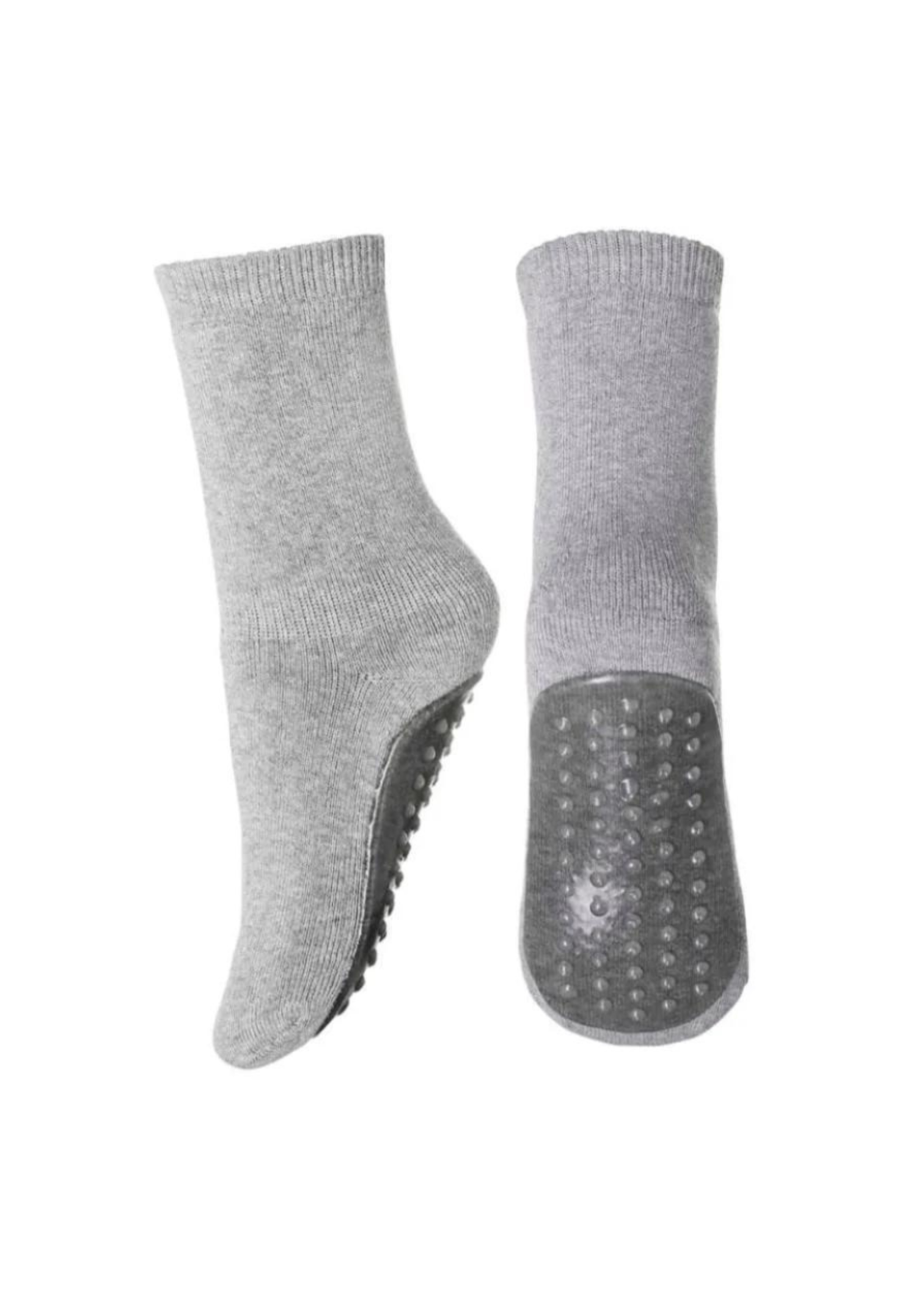 mp Denmark Sokken cotton socks with anti-slip dark grey melange