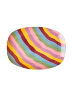 Rice Bord melamine rectangular plate with funky stripes print