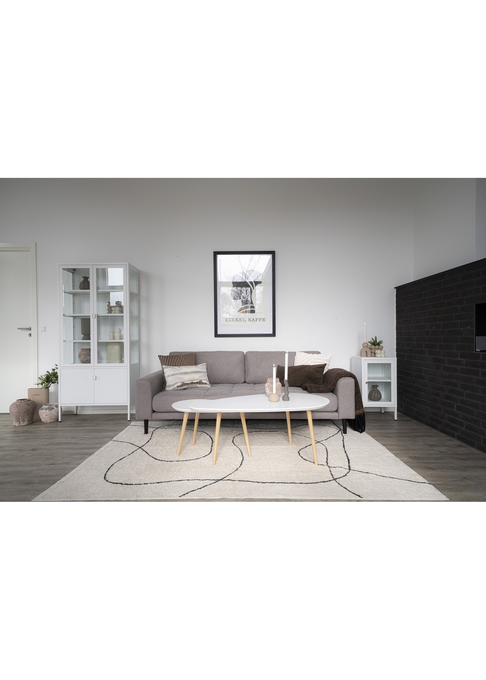 House Nordic Tampa Tapijt - Rug in natural cotton with print 160x230 cm