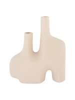 House Nordic Vaas - Vase in ceramic, sand, organic shape with two openings, 23,5x8x27 cm