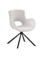 House Nordic Amorim Dining Chair - Eetkamerstoel, in bouclé off-white met draaifunctie - set van 2