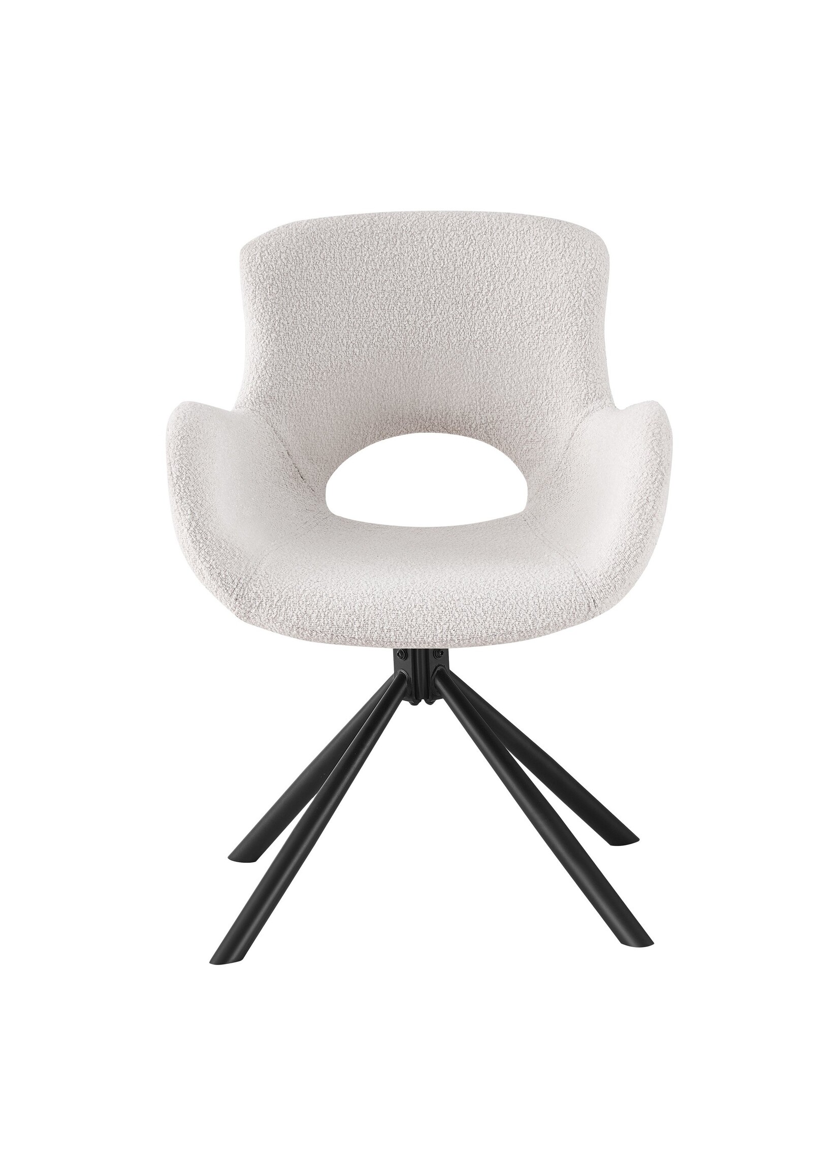 House Nordic Amorim Dining Chair - Eetkamerstoel, in bouclé off-white met draaifunctie - set van 2