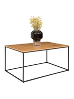 House Nordic Vita Salontafel - Salontafel met zwart frame en bovenblad met eikenhouten uitstraling 90x60x45 cm