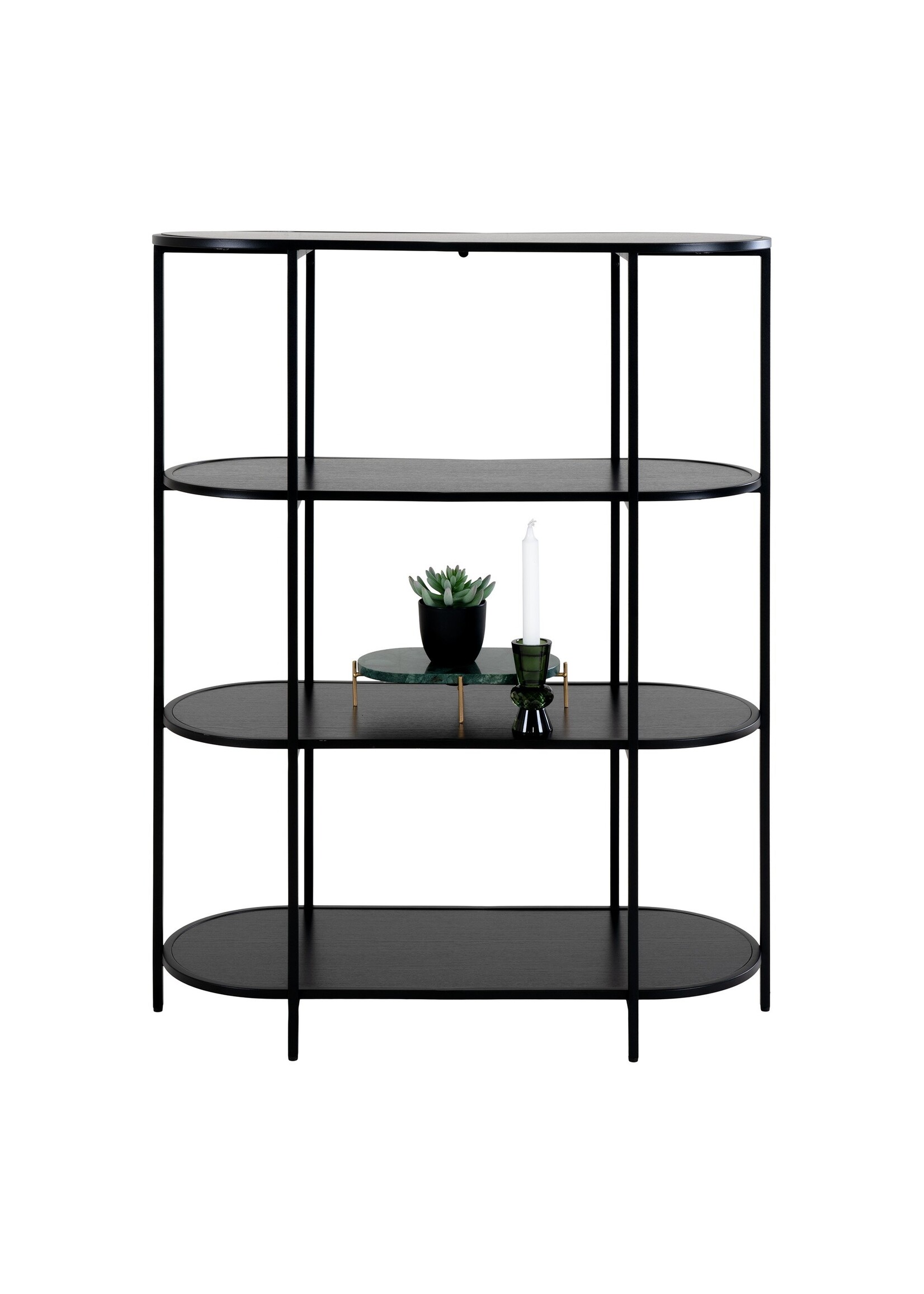 House Nordic Vita Shelf - Ovale kast met zwart frame en 4 zwarte planken