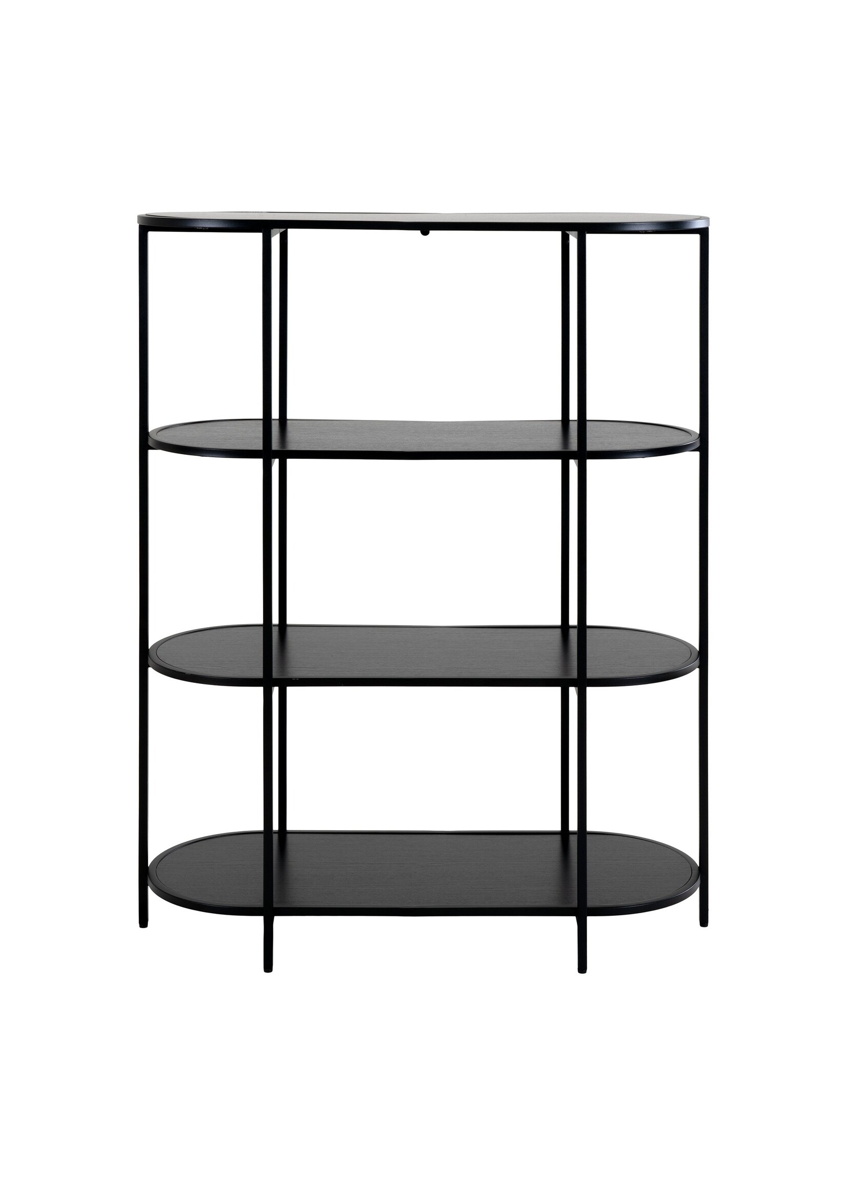 House Nordic Vita Shelf - Ovale kast met zwart frame en 4 zwarte planken